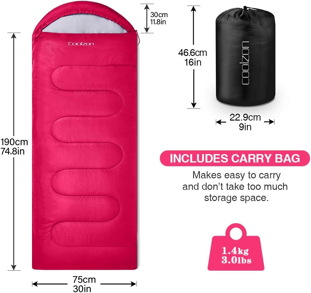 Thumbnail 1 de Coolzon Schlafsack Outdoor 3-4 Jahreszeiten per Adulti – Comforte ultraleicht, compressione rapida, tessuto morbido