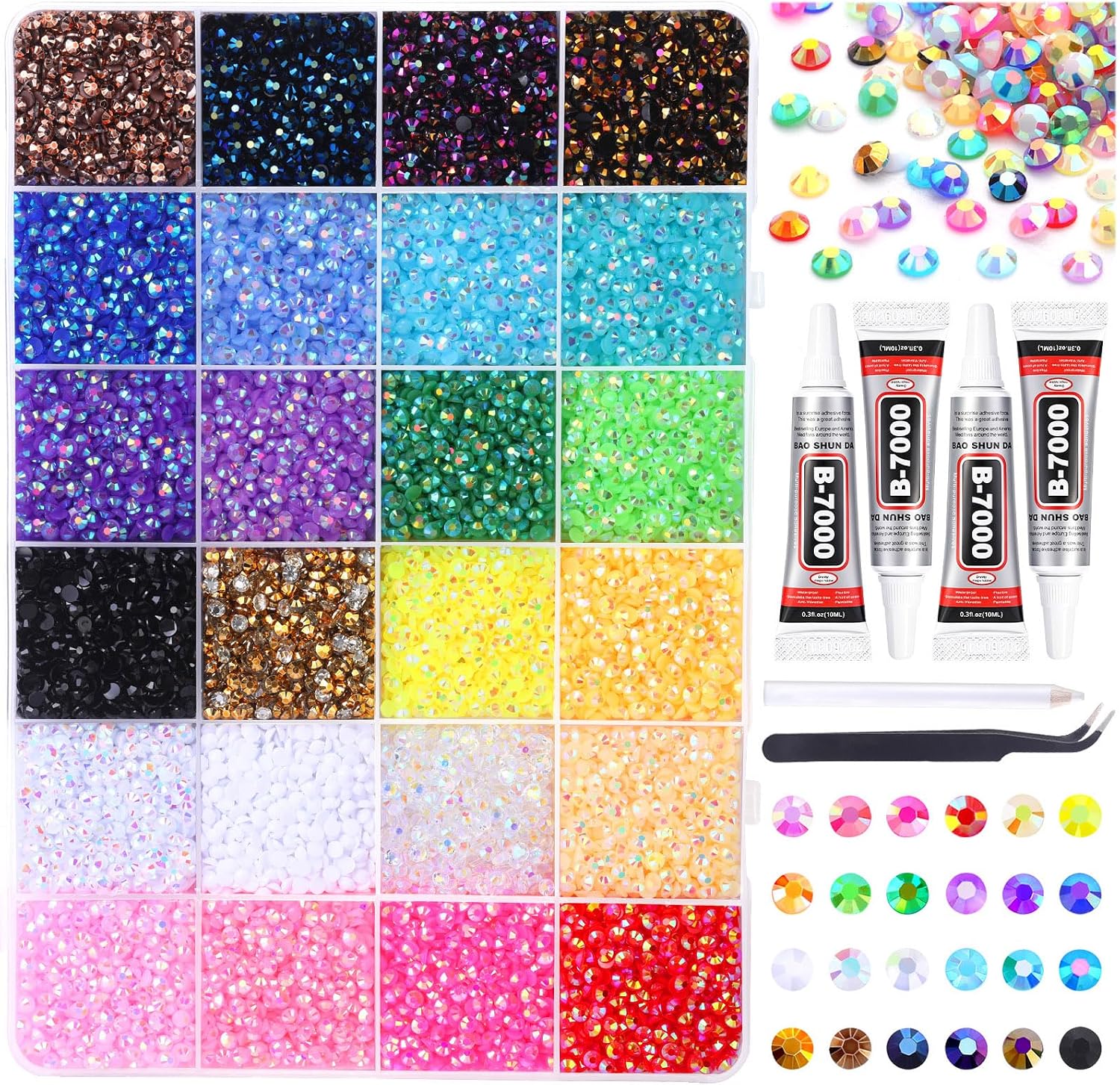 Thumbnail 2 de JOLCEEY 30000Pcs Silver Clear Rhinestones Bedazzling Kit – Flat Back Gems