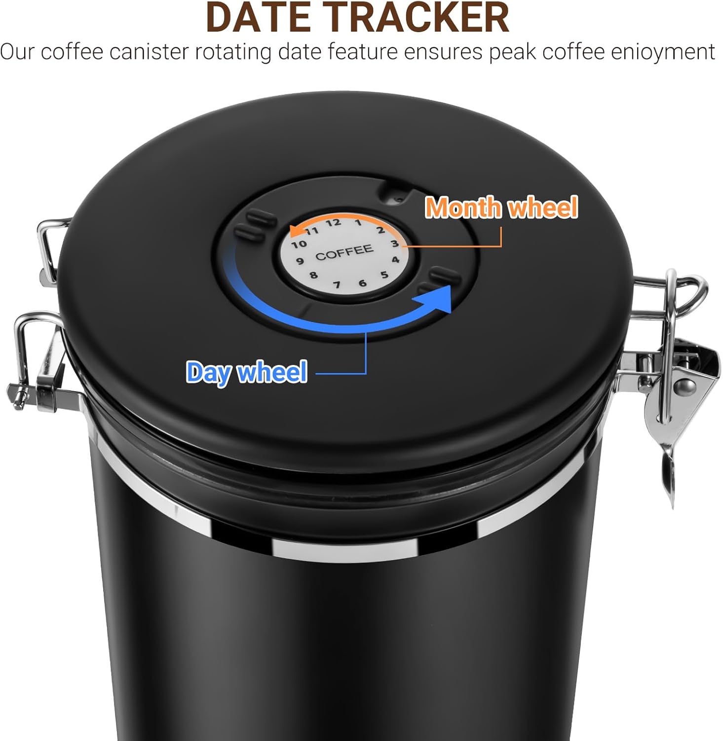 Thumbnail 2 de Osrioal Coffee Bean Storage 2.8L Airtight Canister with Date Tracker, Measuring Scoop and CO2 Valves