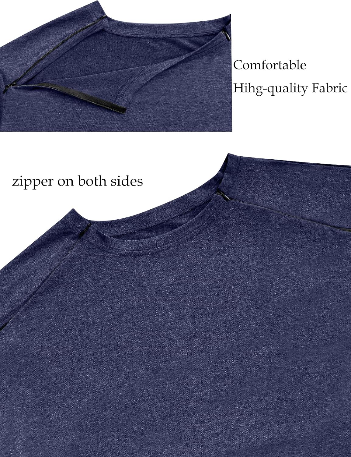Thumbnail 4 de HUOBAOPAO Chemo Port Recovery Shirt for Shoulder Surgery, Side Zippers, Short Sleeve
