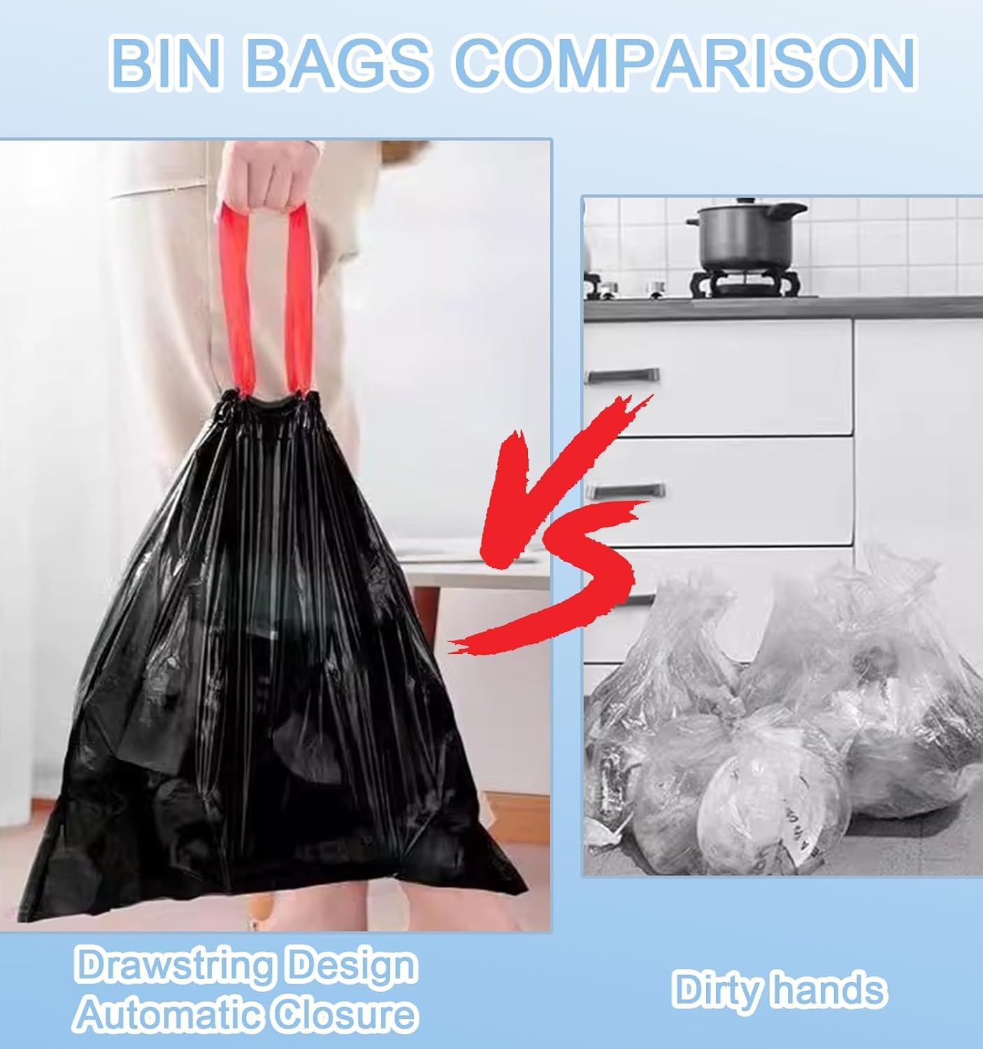 Thumbnail 4 de XIYOO Black Strong 70L Bin Bags with Drawstring – 30 Count