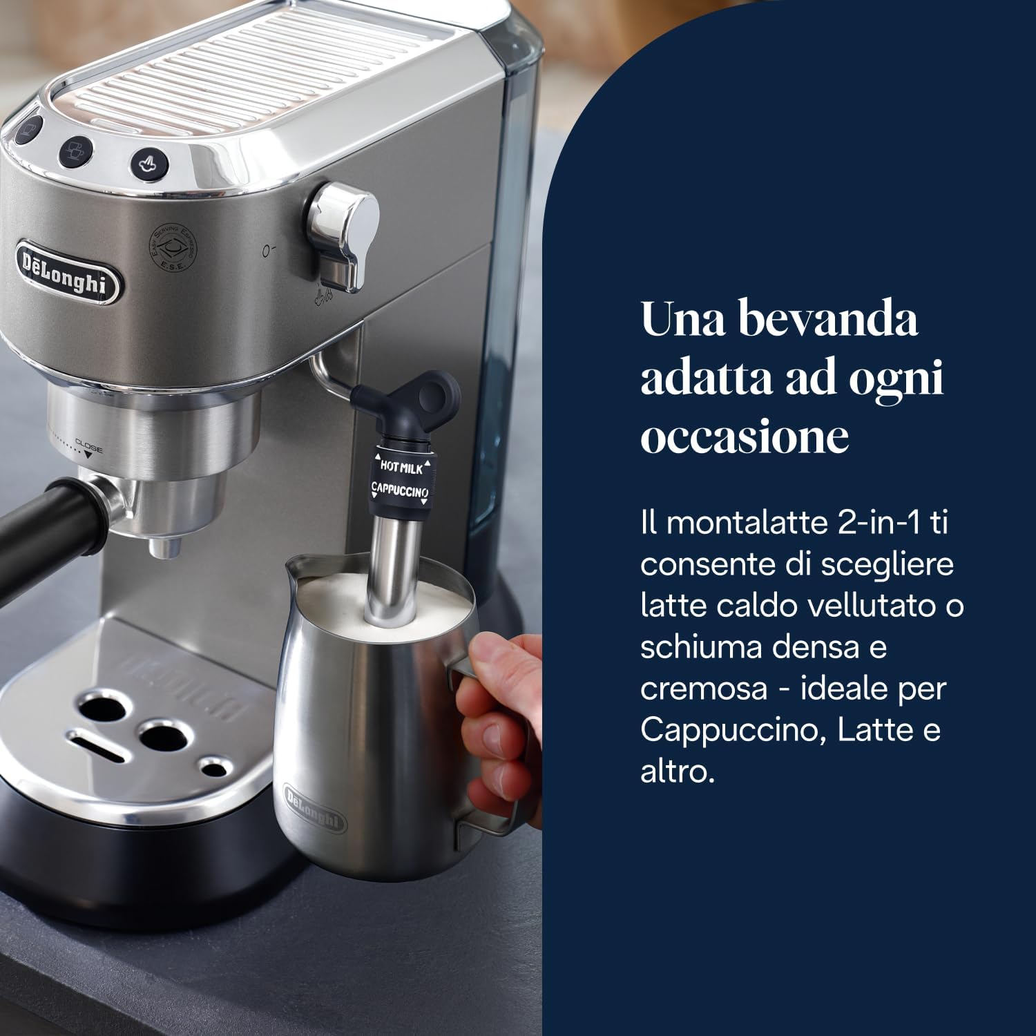 Thumbnail 5 de De’Longhi Dedica Style EC685.TB – Macchina espresso compatta con cialde ESE e montalatte manuale