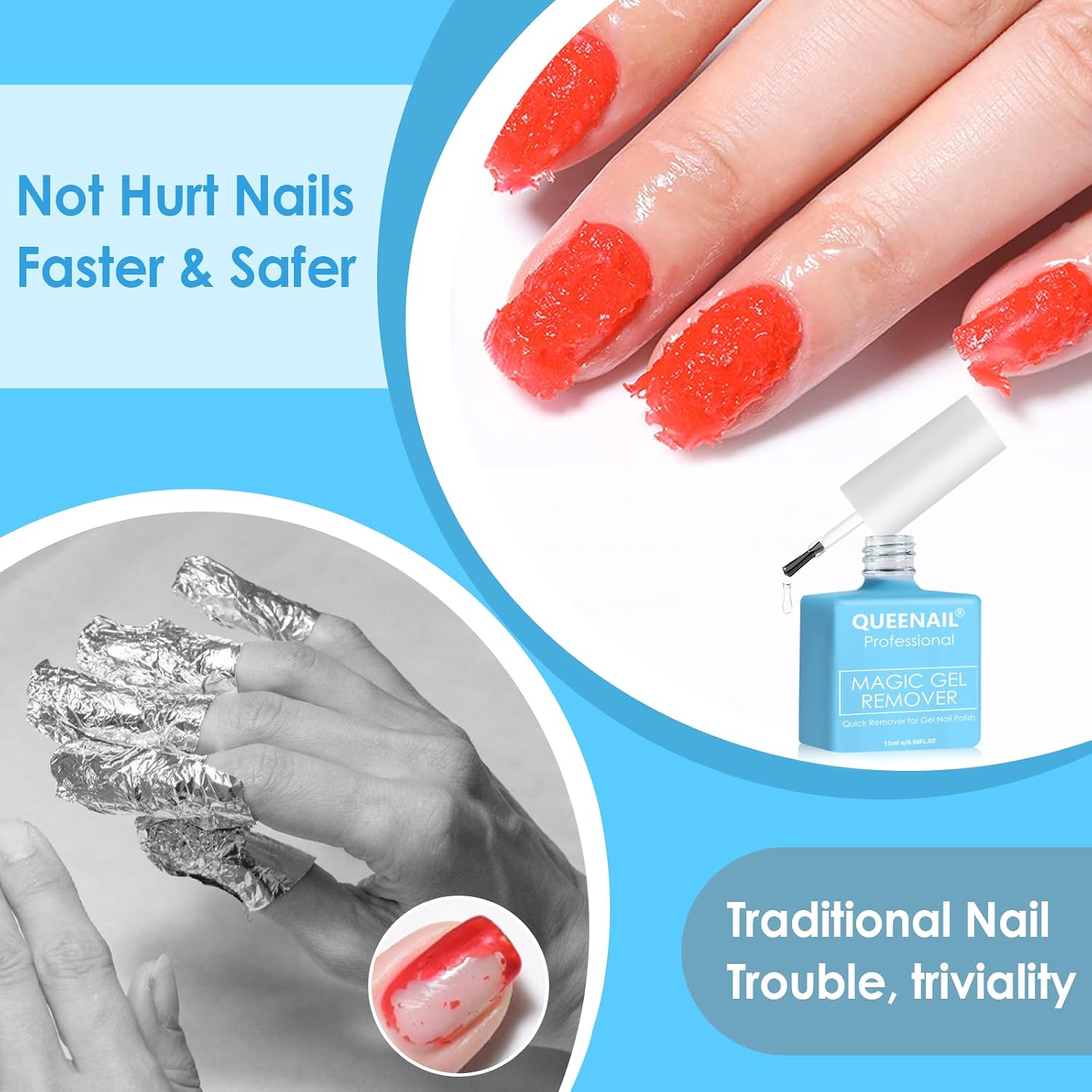 Detalle de 1 Pièces Dissolvant de Vernis à Ongles en Gel – Gel Nail Polish Remover Professionnel, Bleu