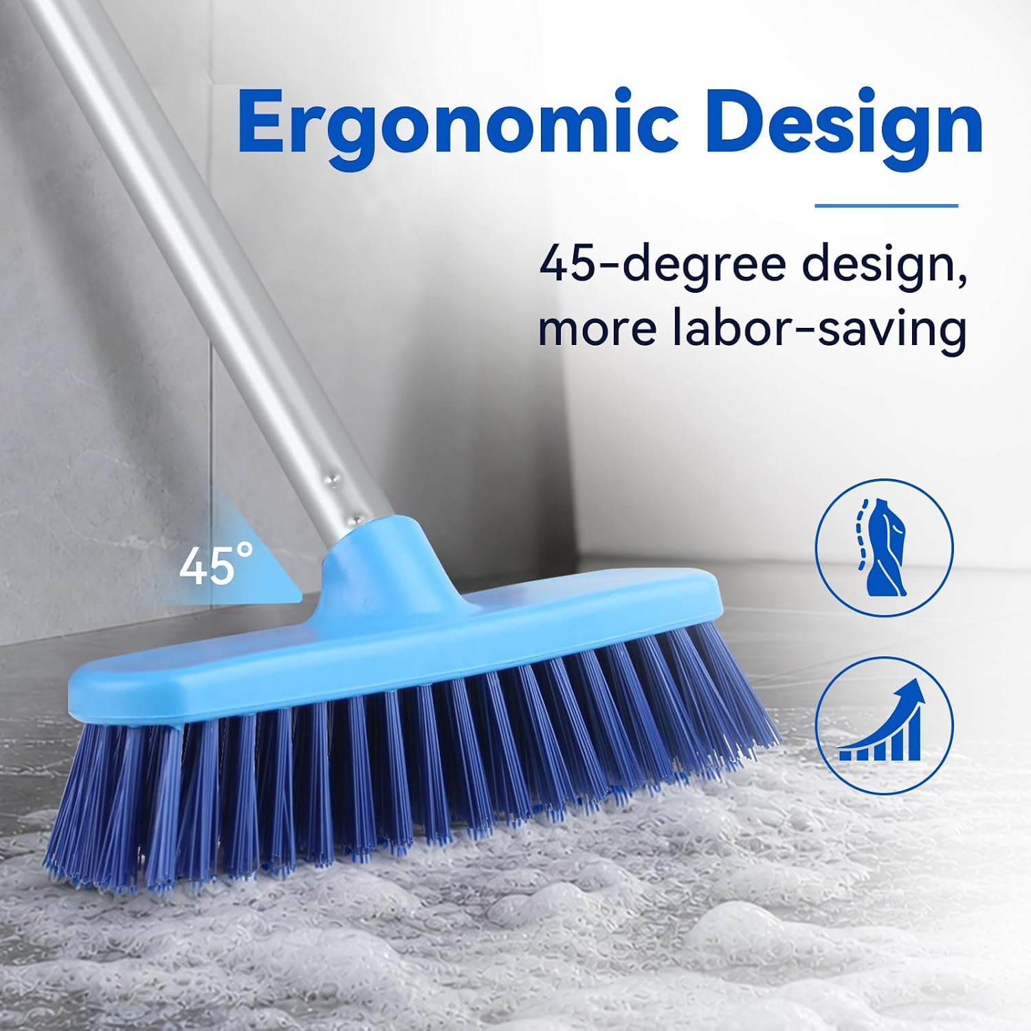 Detalle de YONILL Deck Brush with Long Handle – 50" Adjustable Floor Scrub Brush for Shower, Tub, Tile & More