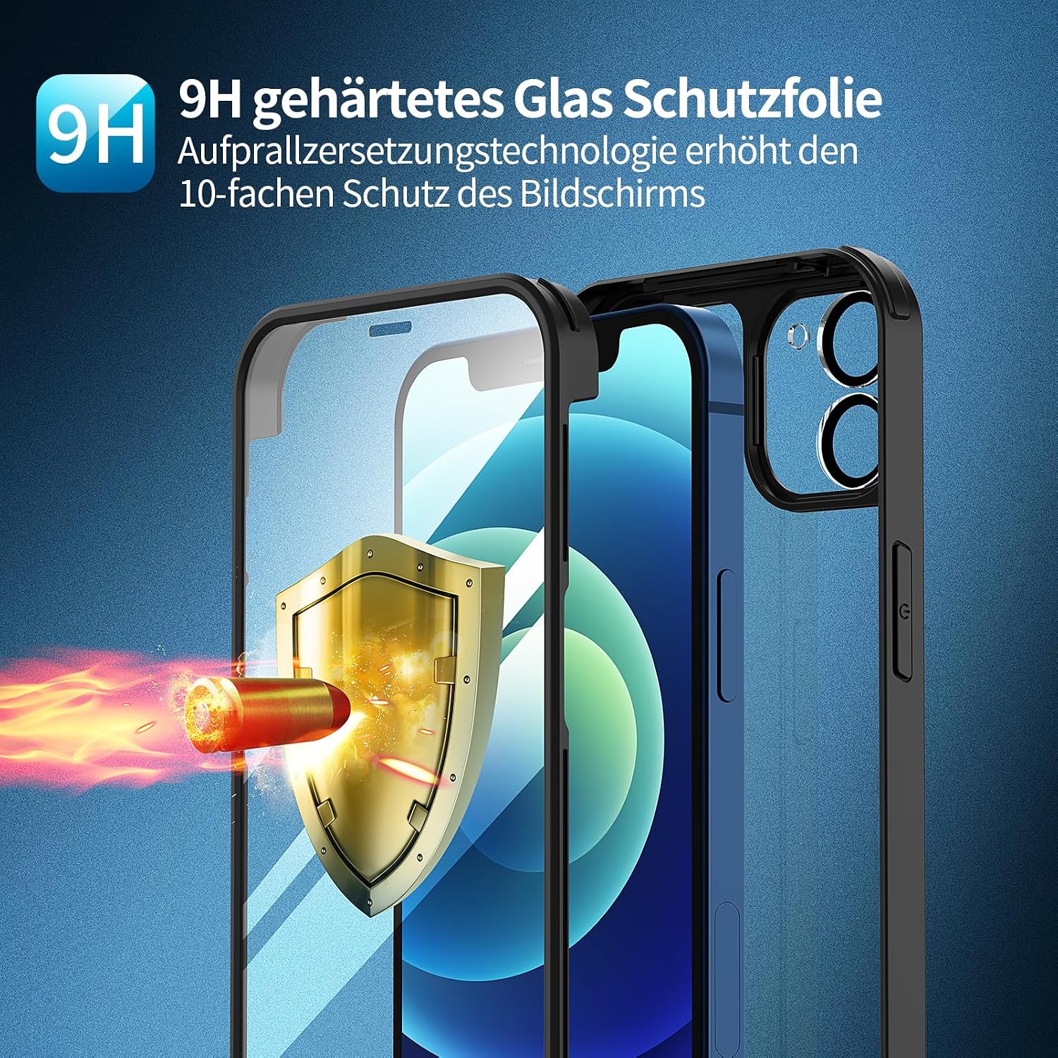 Detalle 2 de seacosmo iPhone 12 Hülle 360° Schutz Schwarz