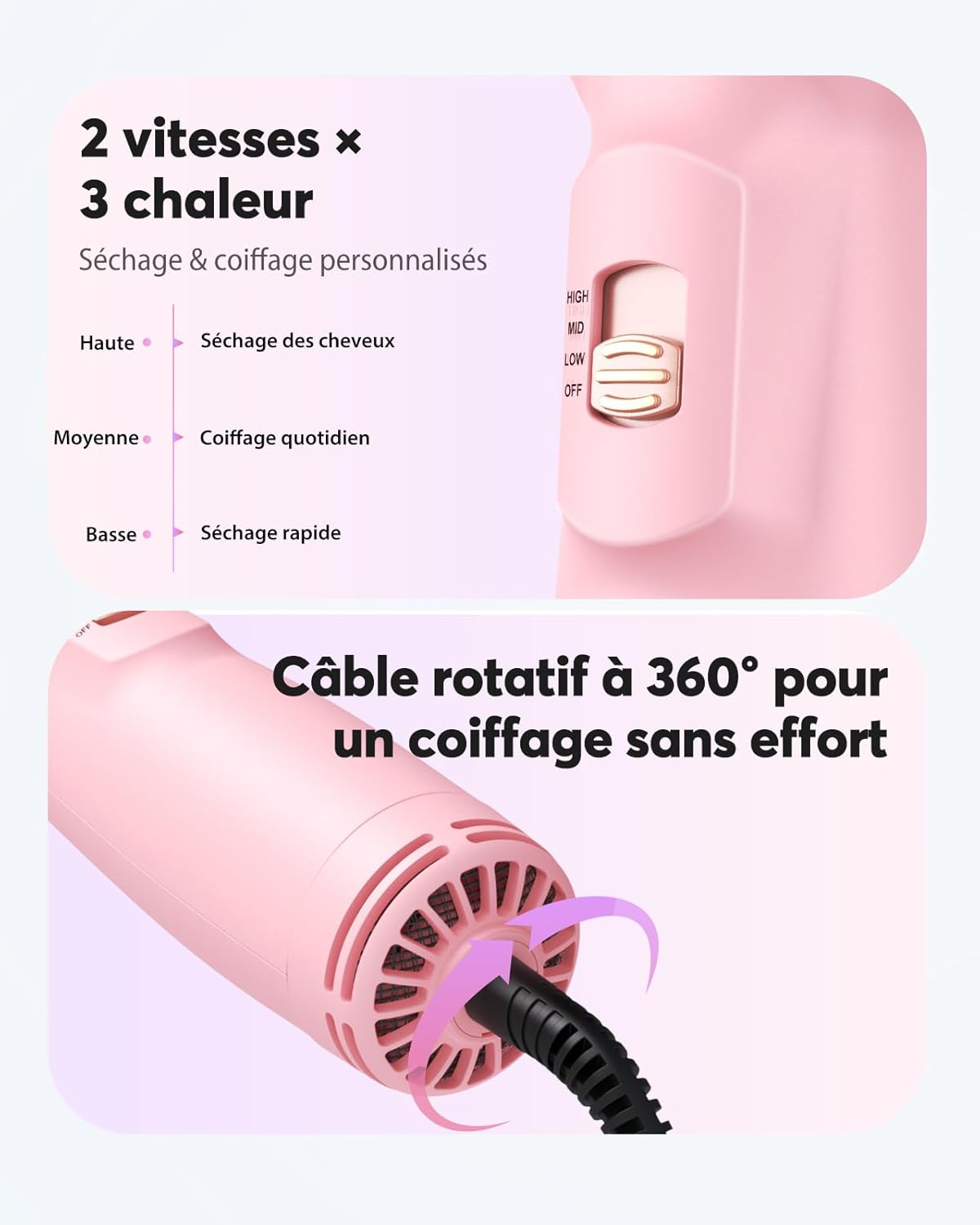 Thumbnail 6 de Bopcal Mini Brosse Soufflante Voyage 4 en 1: compacte, polyvalente et idéale pour les voyages