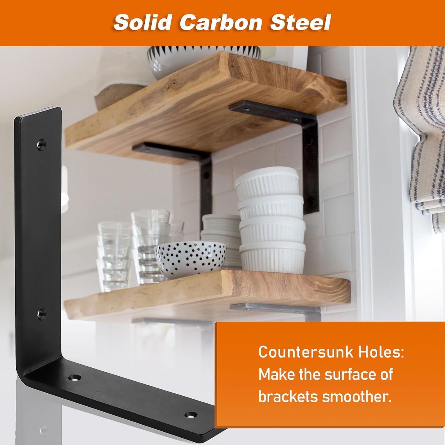 Thumbnail 2 de MLOQI 4 Pack Heavy Duty Shelf Brackets – 5mm Thick L-Shaped Steel, 6" x 4" (15cm x 10cm) with Screws
