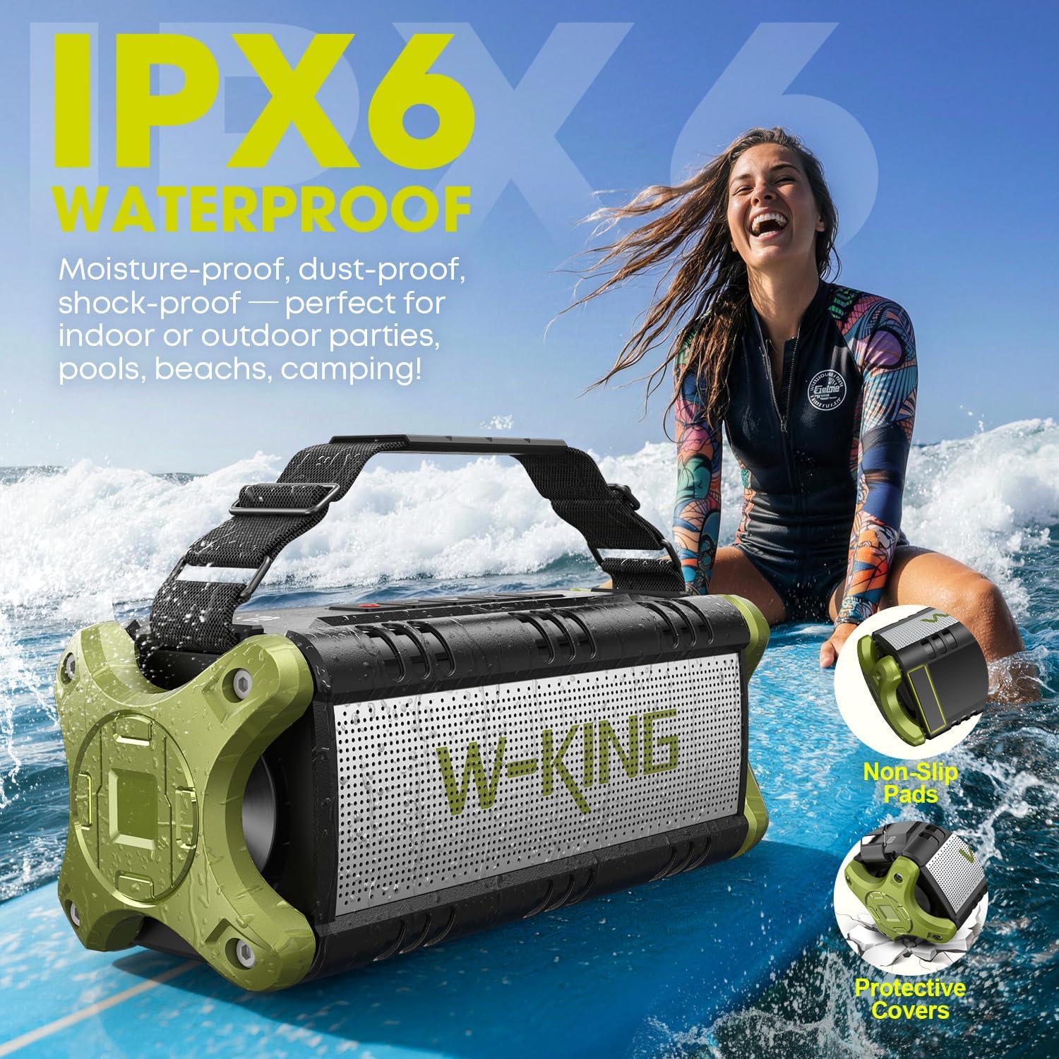 Thumbnail 2 de W-KING D8 90W Portable Bluetooth Speaker with Dual Subwoofers and IPX6