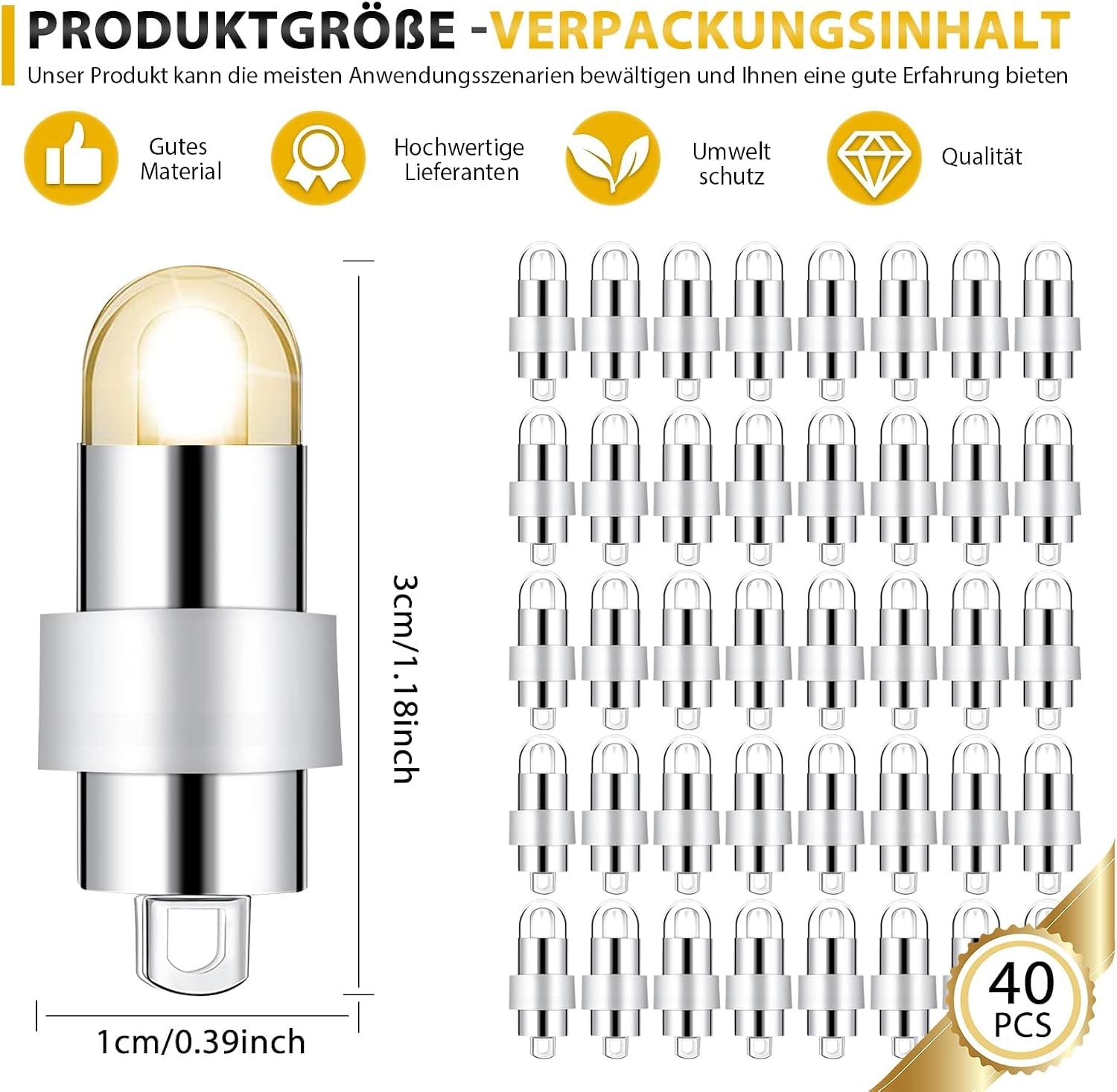 Detalle 2 de HOSPAOP WCL-Q9 mini-ledballonlampjes, 40 stuks, warmwit en waterdicht