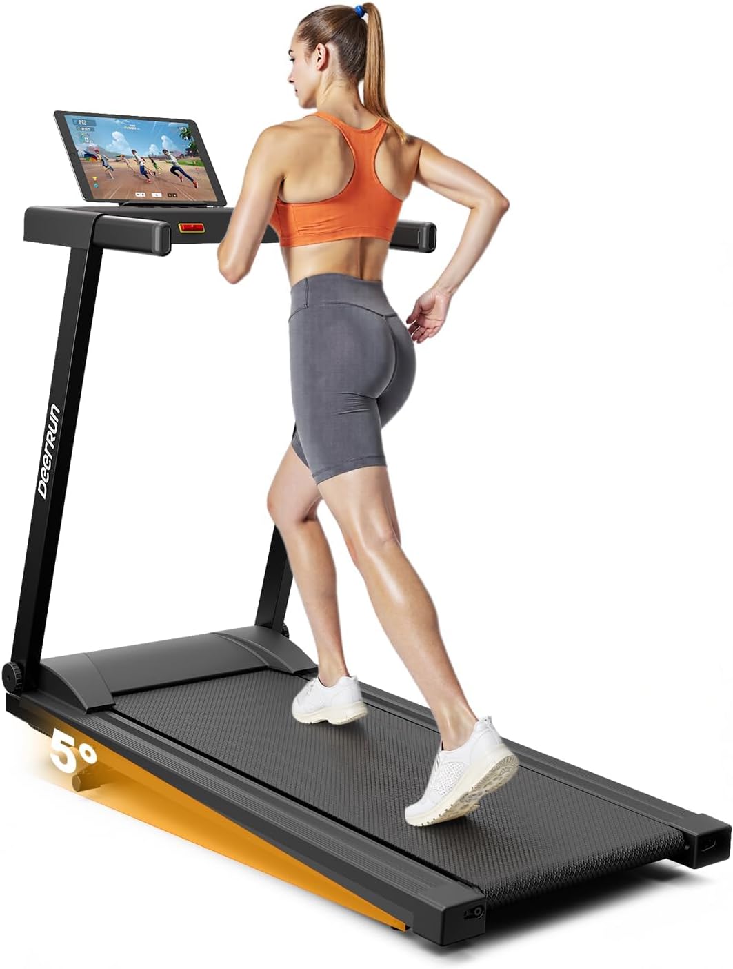 Detalle de DeerRun 3.5 HP Foldable Walking Pad Treadmill with Handrail and Smart App