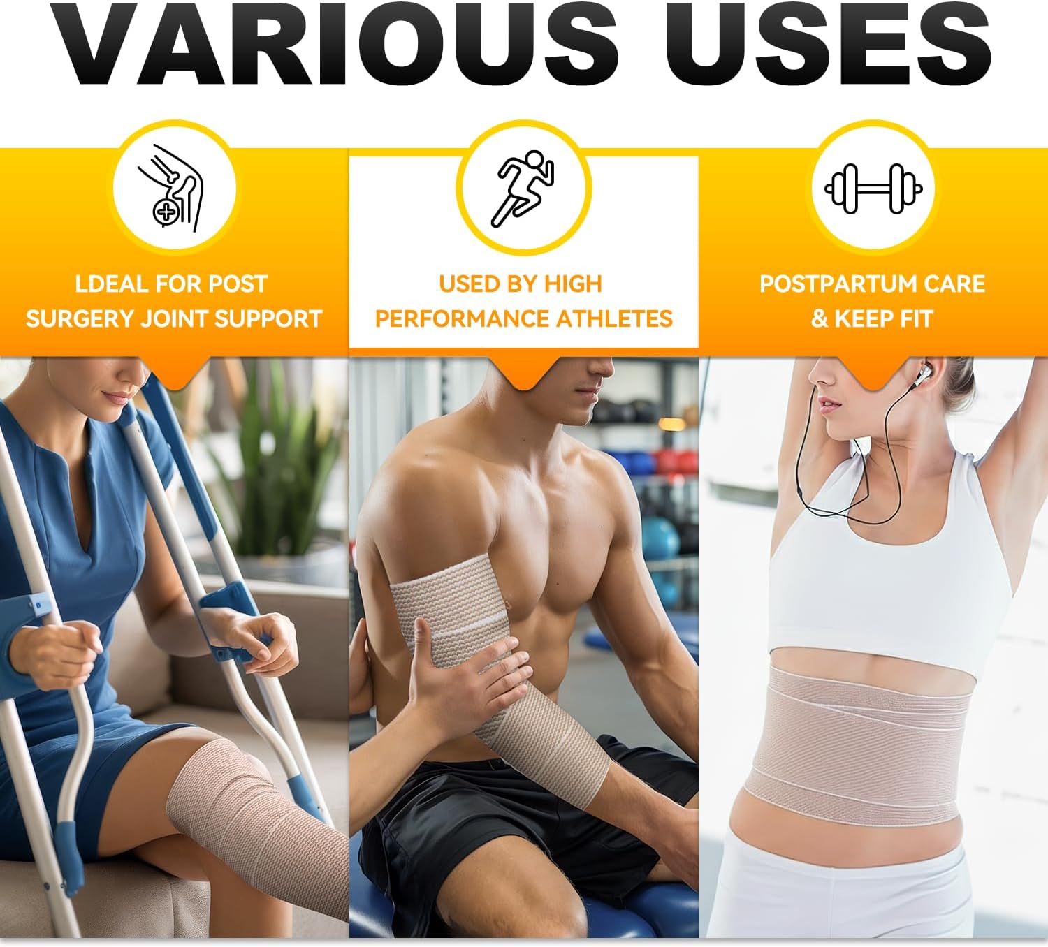 Thumbnail 6 de FRESINIDER 6-Inch Elastic Bandage Wrap, 12-Pack, Cotton, Hook-and-Loop Closure