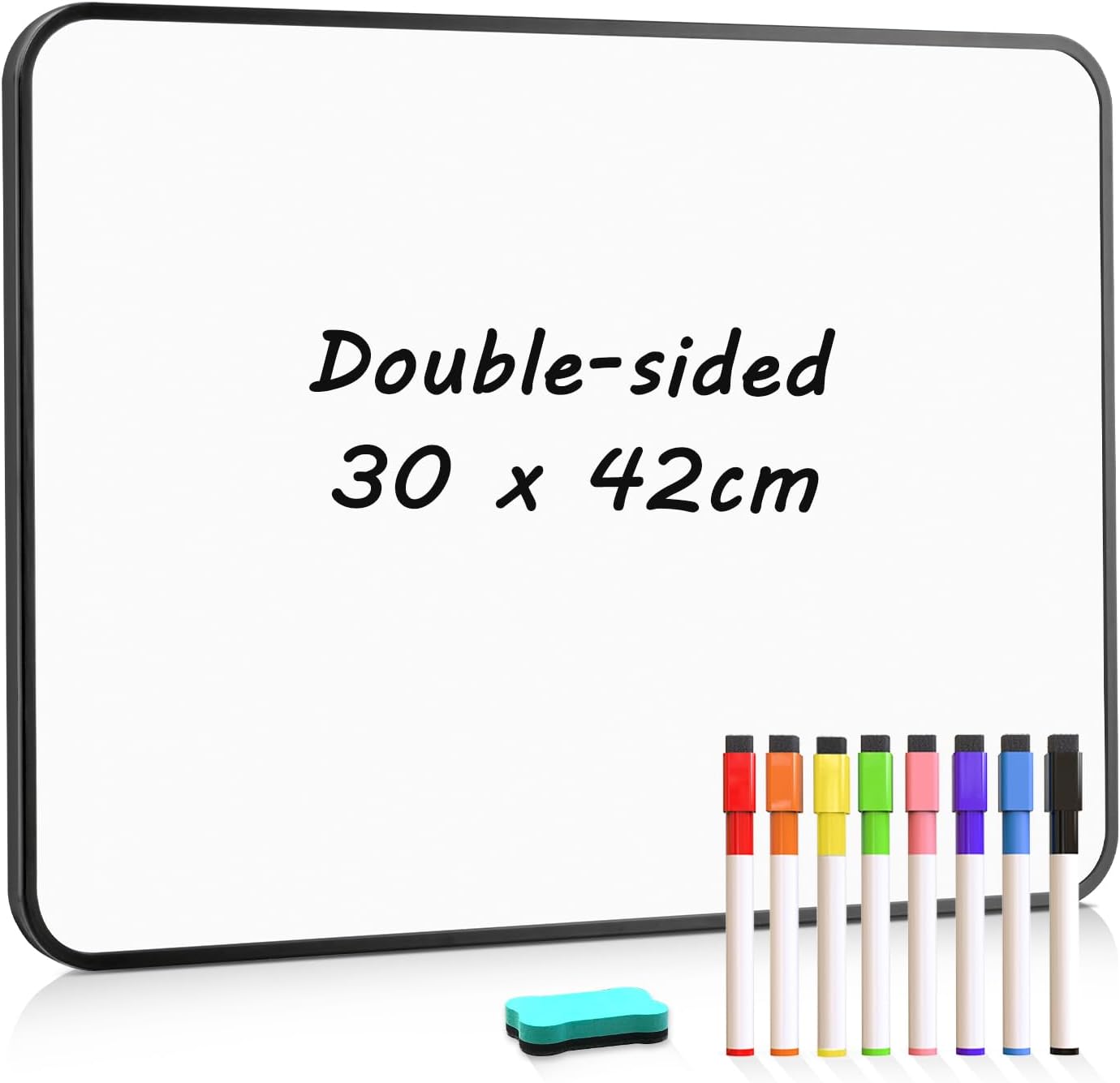 Detalle de QUEENLINK Double-Sided 30x42cm A3 Small Whiteboard (magnetic, handheld) with markers and erasers
