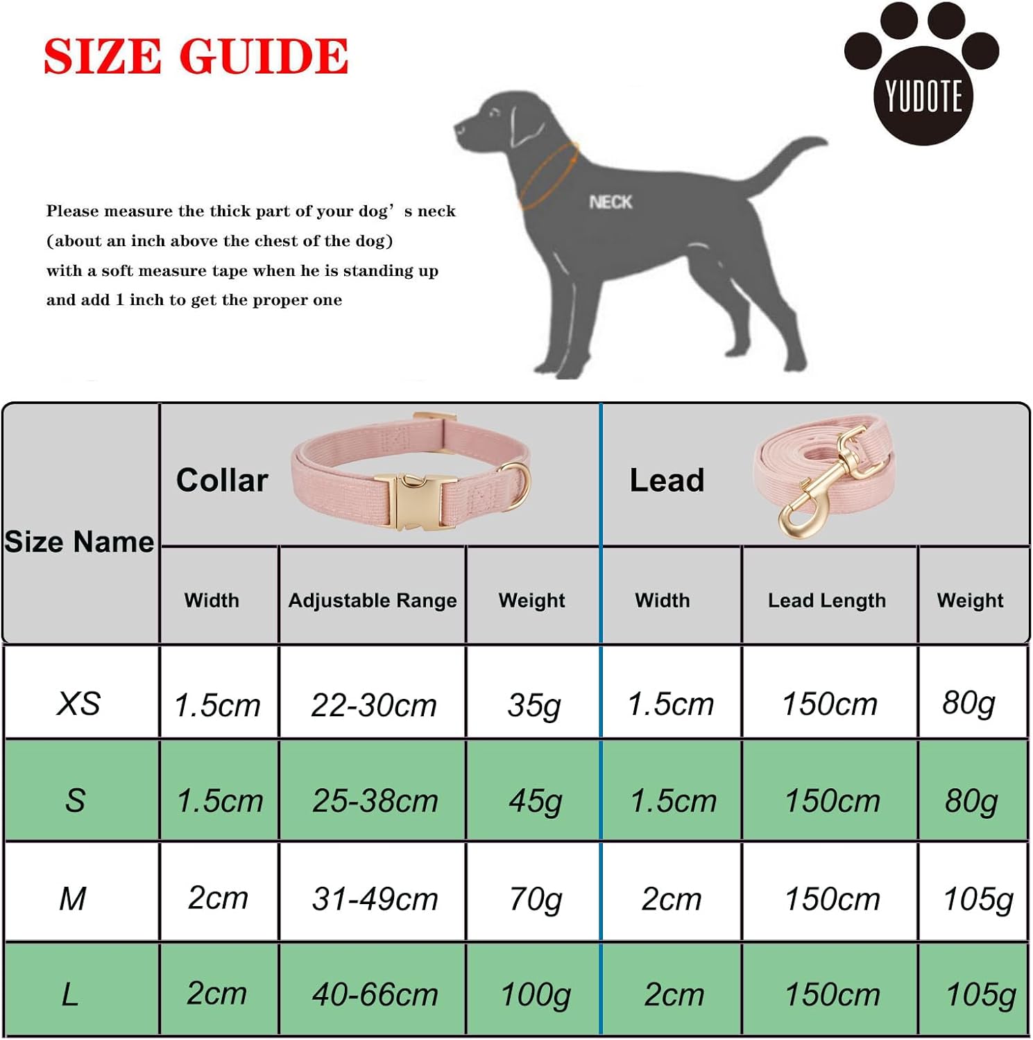 Thumbnail 2 de YUDOTE Dog Collar and Lead Set, Medium 1️⃣
