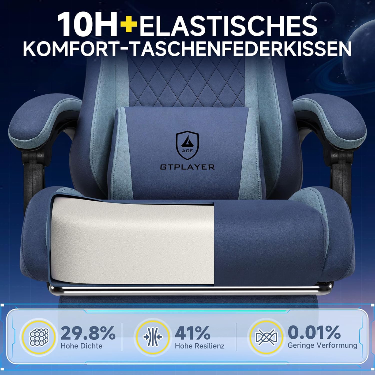 Thumbnail 6 de GTPLAYER GT832 Ergonomic Gaming Chair in Technical Fabric with Reclining Backrest