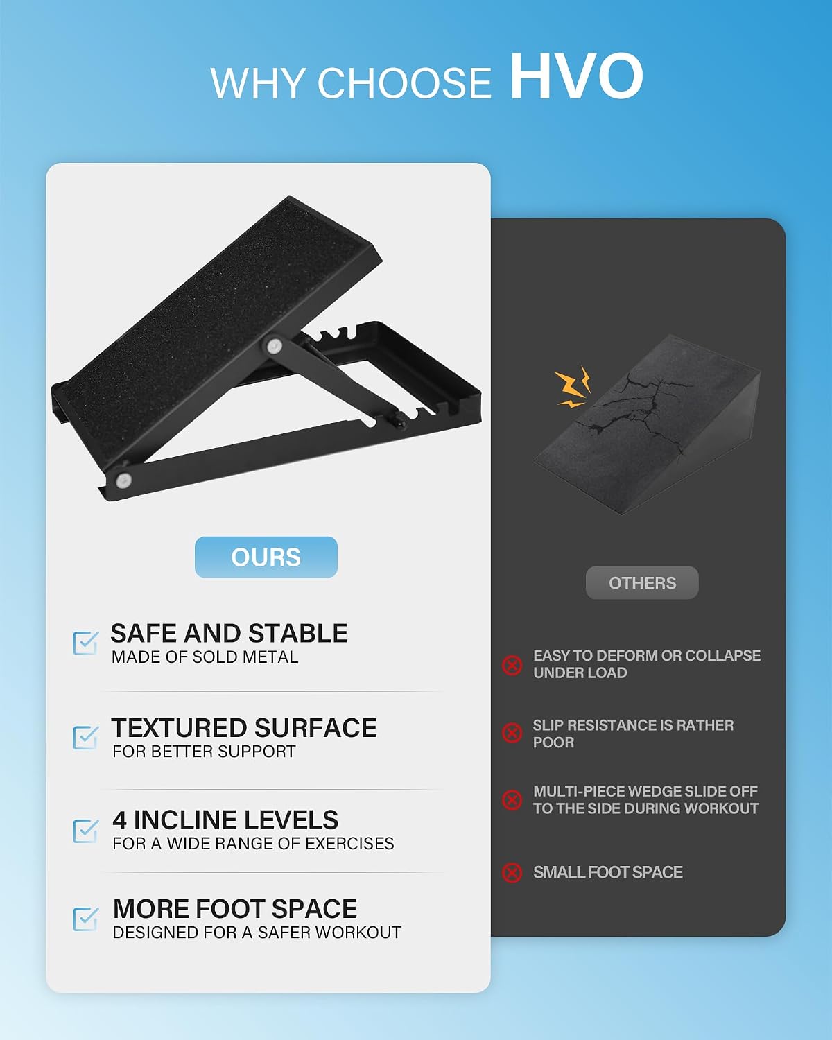 Thumbnail 6 de HVO SW02 Squat Wedge Slant Board, Adjustable Steel Calf Stretcher