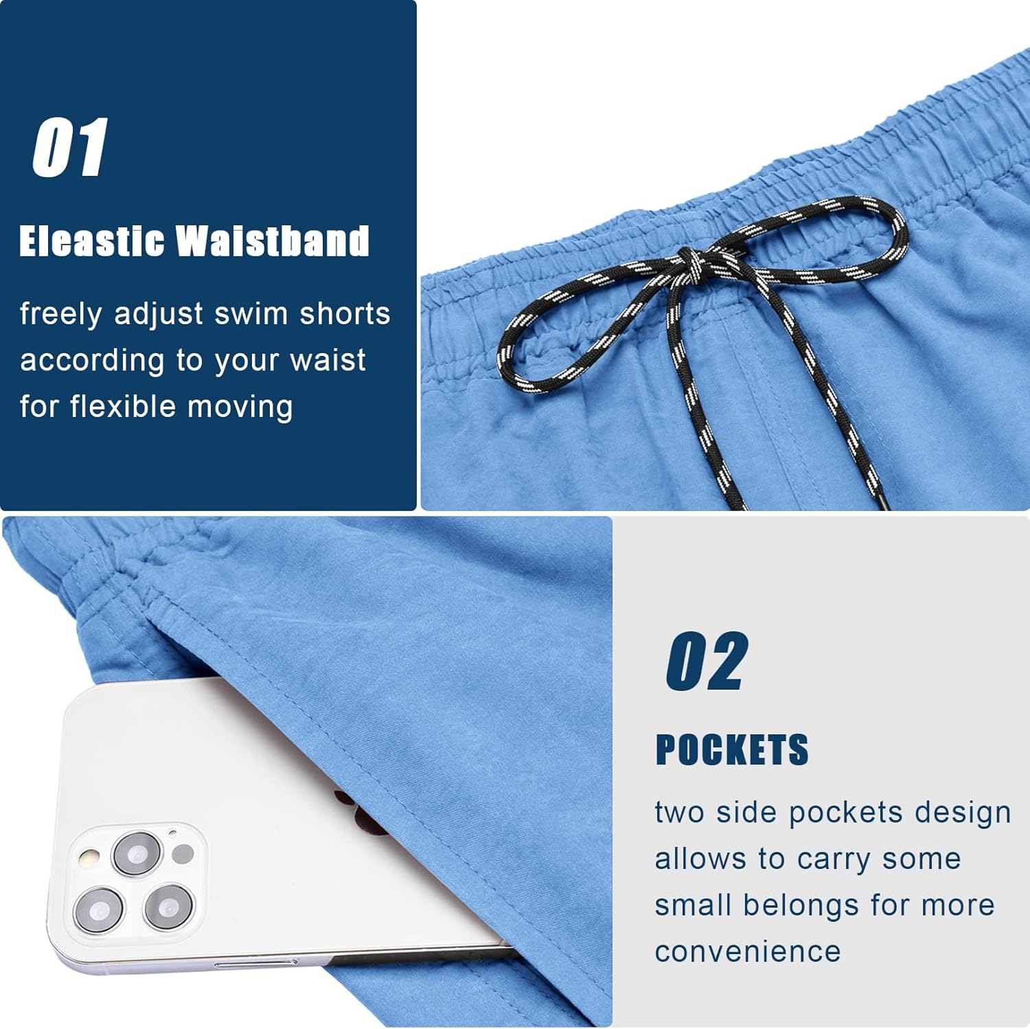 Thumbnail 4 de AI'MAGE Pantaloncini da bagno da uomo 2 in 1 con fodera a compressione e asciugatura rapida (S-XXL)