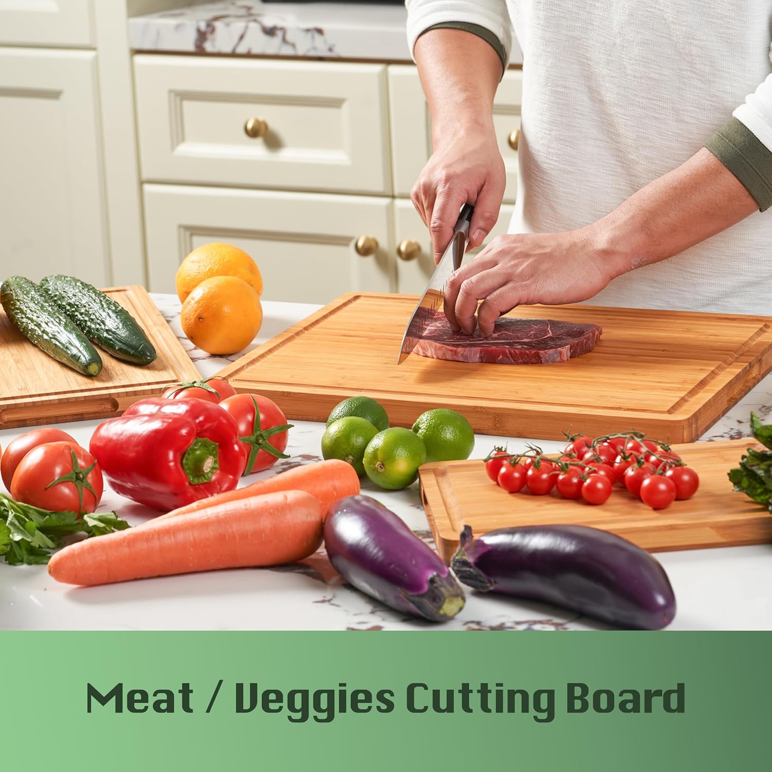 Thumbnail 2 de Bamboo Wood Cutting Board 16x11, 1" Thick 🍽
