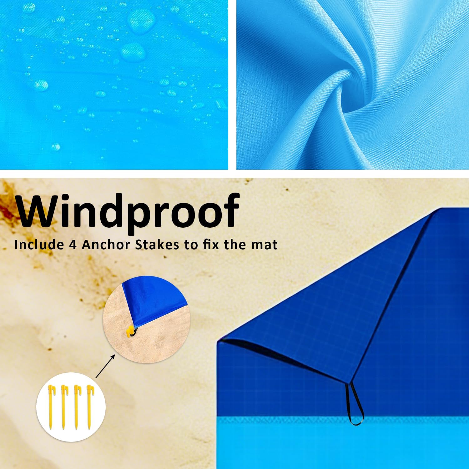 Thumbnail 3 de PLACHIDAY Beach Blanket - Extra Large 210x200cm Sandproof & Waterproof Mat