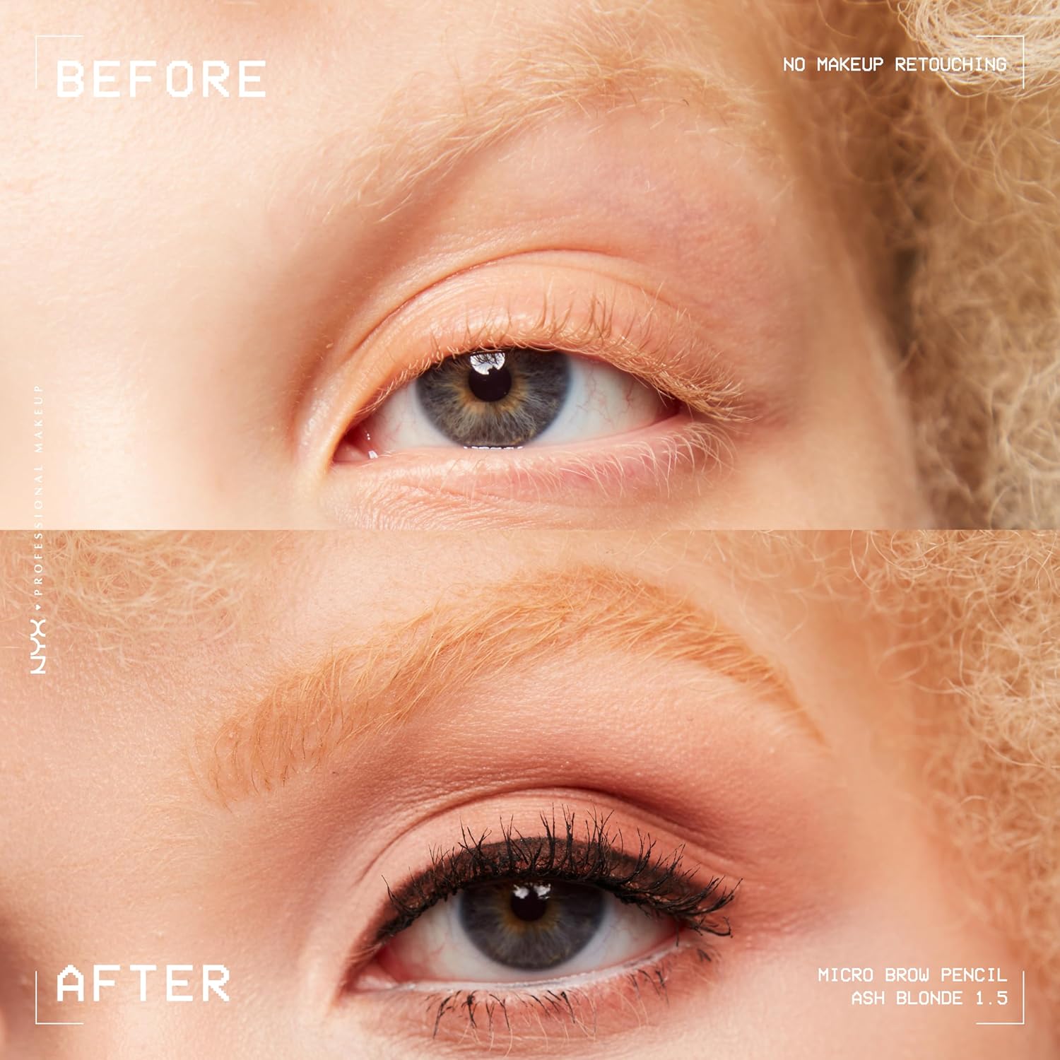 Detalle de NYX Augenbrauenstift Micro Brow Pencil – beidseitig, wasserfest, vegan, Farbe 1.5 Ash Blonde