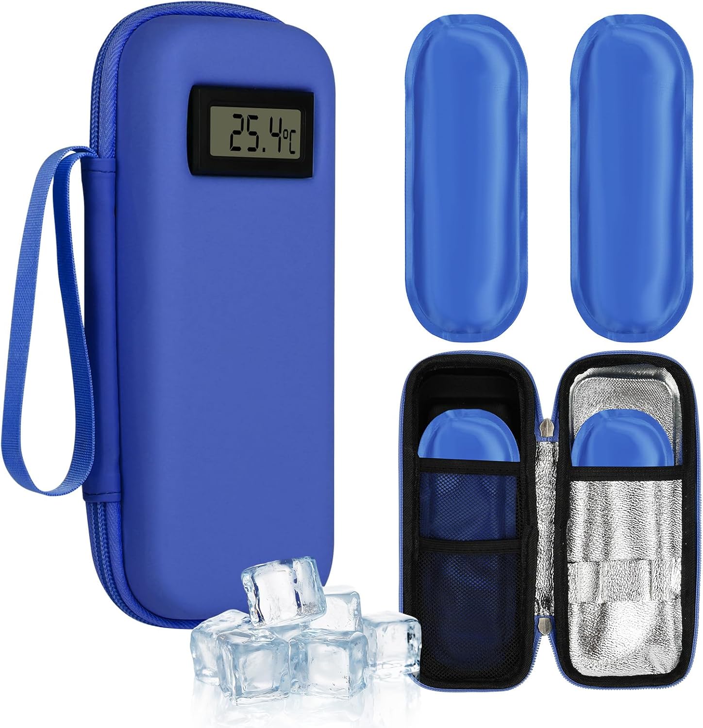 Fefod Sac pour Diabétique avec étui isotherme, écran de température et 2 poches de glace gel