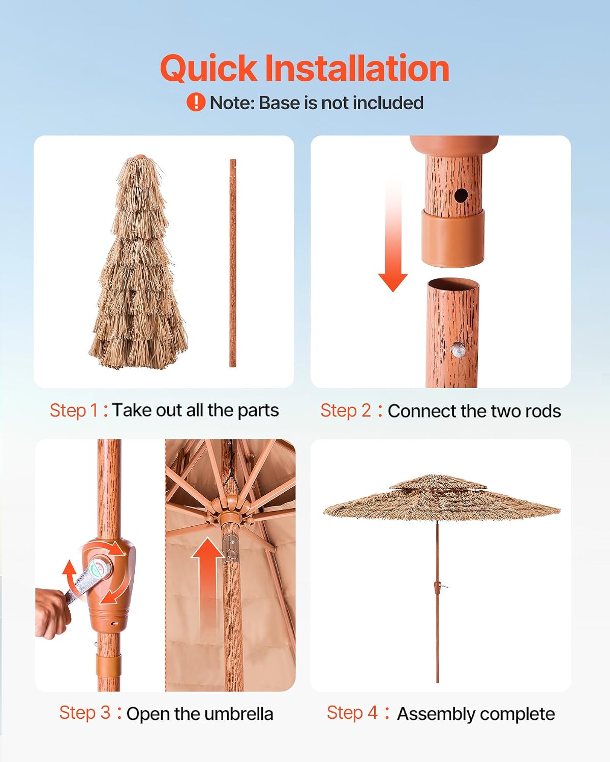 Detalle de VEVOR Tiki Patio Umbrella 9 ft Canopy