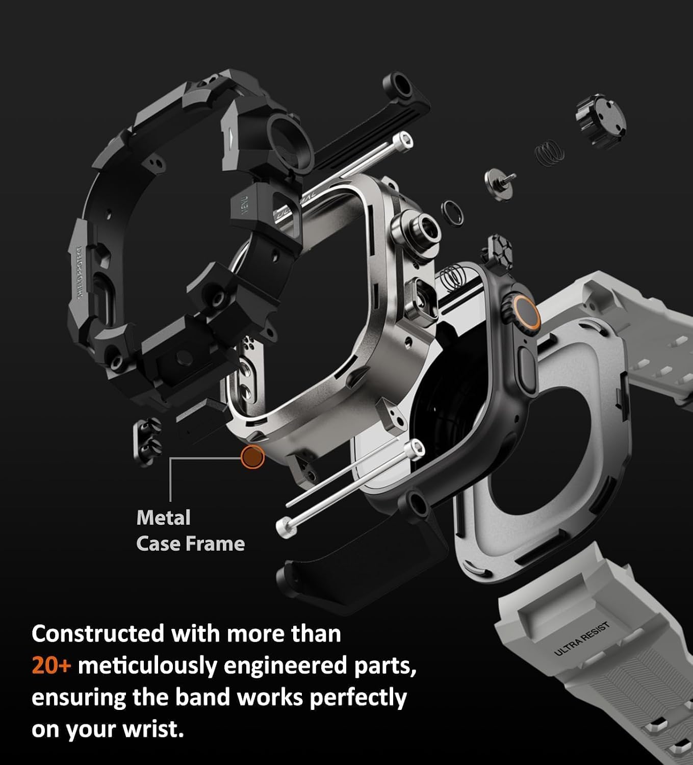 Thumbnail 4 de ULTIMAL Rugged Case with Band for Apple Watch Ultra 3 / Ultra 2 / Ultra (49mm) – Grey shockproof bumper cover
