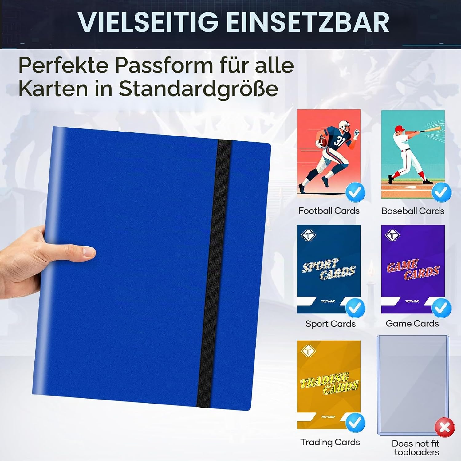 Detalle de 9 Taschen Kartenbinder für Trading Cards – großer Kartenordner mit 360 Kartenkapazität (Marineblau)