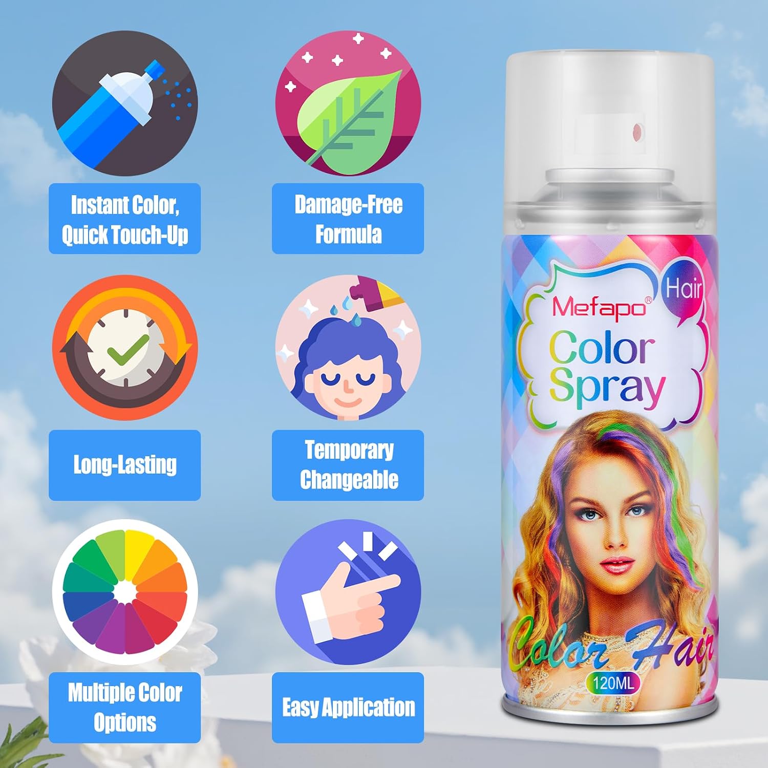 Detalle 2 de KENINA Blue Hair Spray, Temporary Washable Color for Parties and Cosplay
