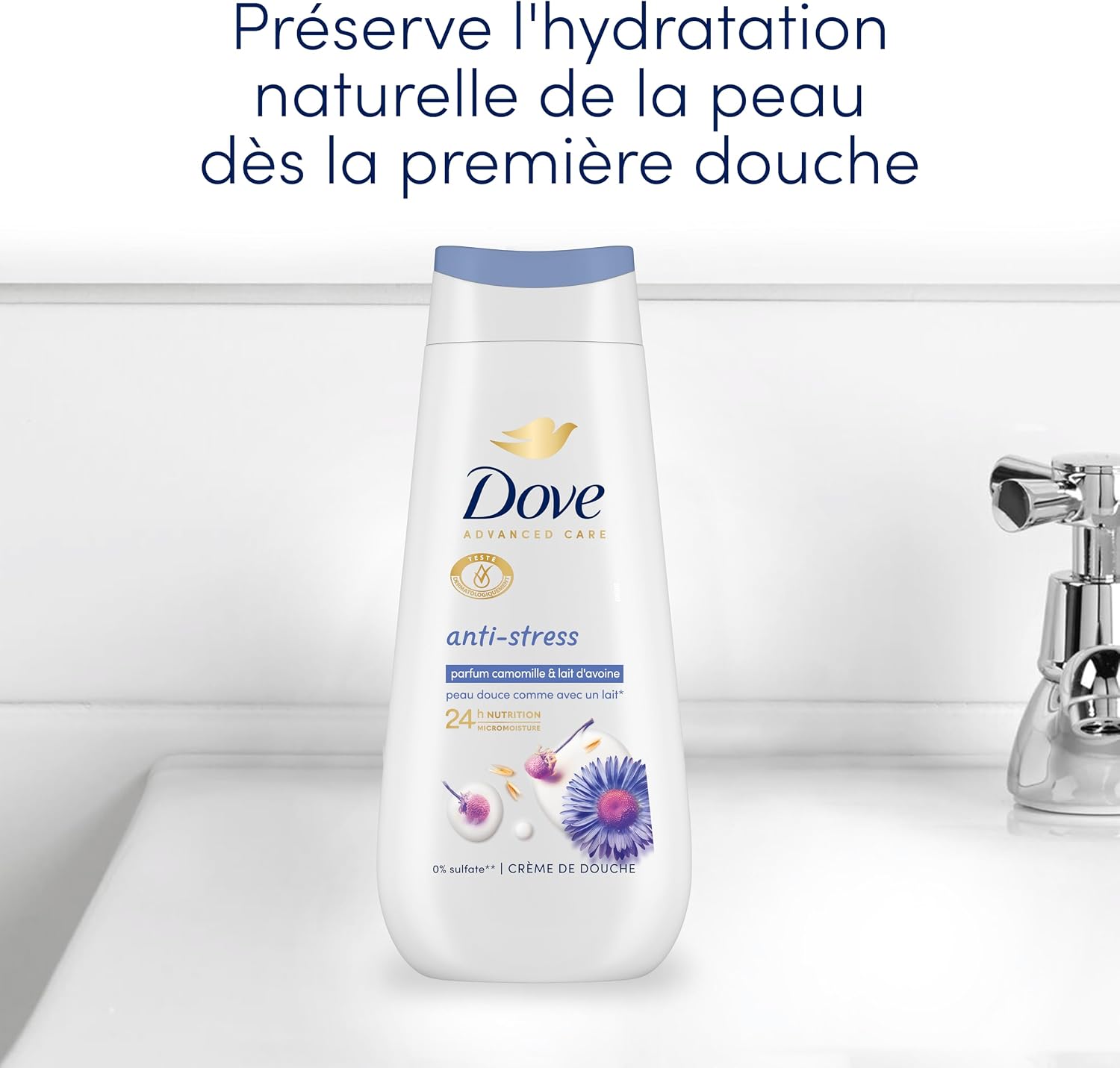 Detalle de DOVE Crème de douche Advanced Care Anti-Stress – Lot 2x400 ml