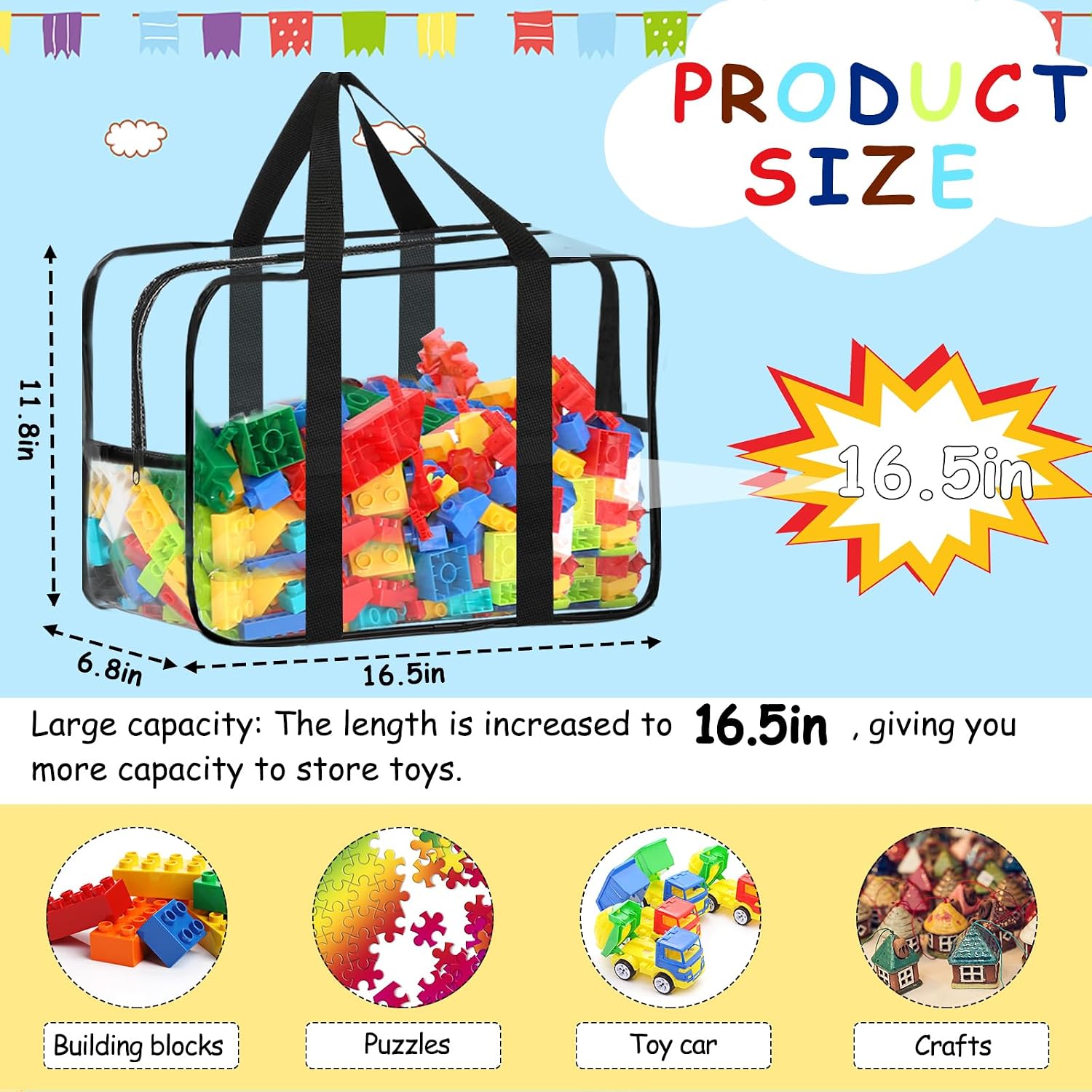 Detalle 2 de XXL Toy Storage Bags 16.5×11.8×6.8In