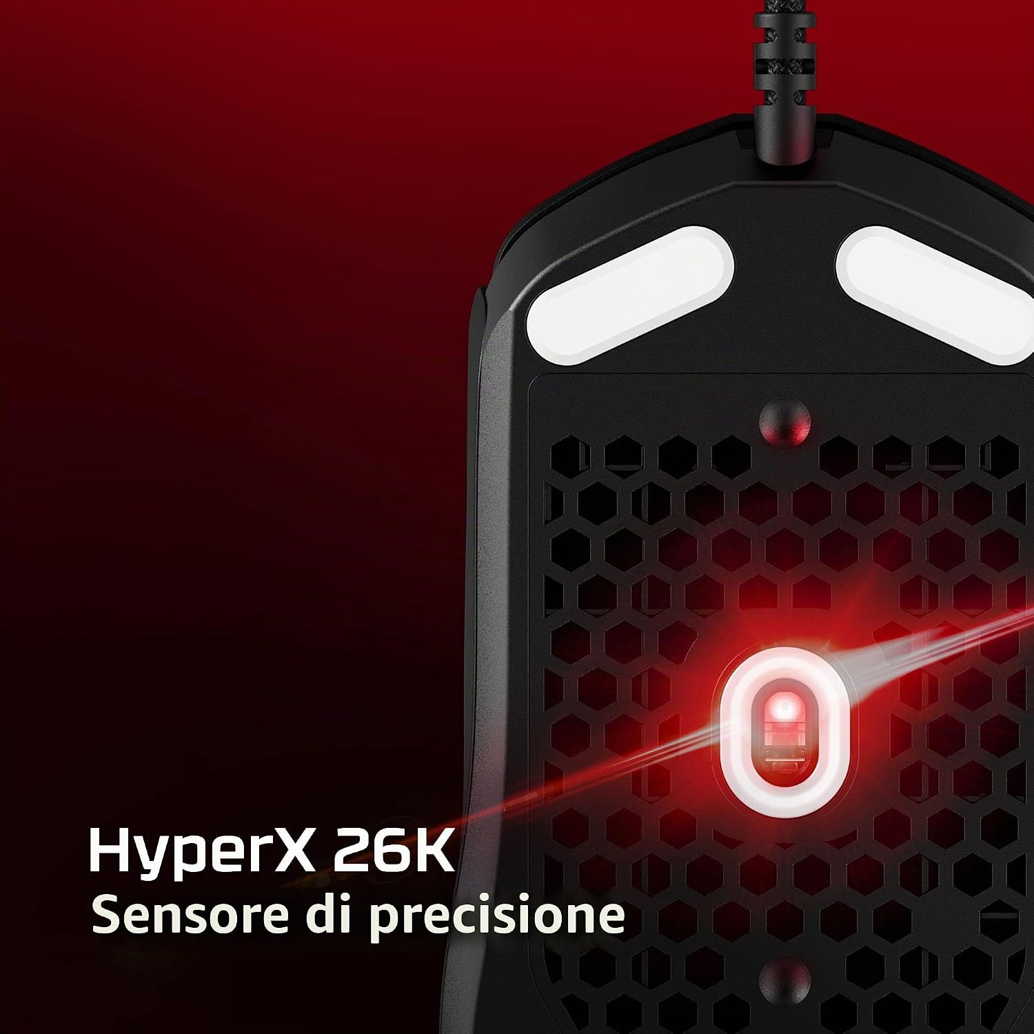Detalle de HyperX Pulsefire Haste 2: mouse da gaming cablato ultraleggero con illuminazione RGB