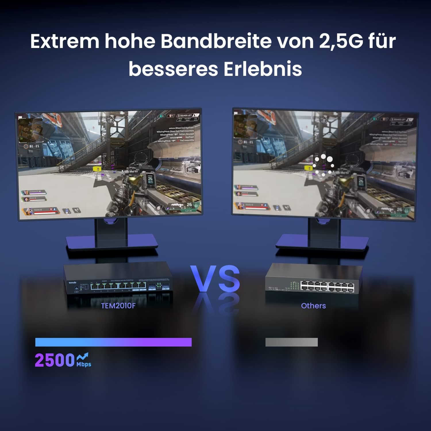 Thumbnail 6 de Tenda TEM2010F: 8-Port 2,5 Gbit Unmanaged Switch mit 2 SFP-Ports – VLAN, Statische Aggregation, Plug & Play