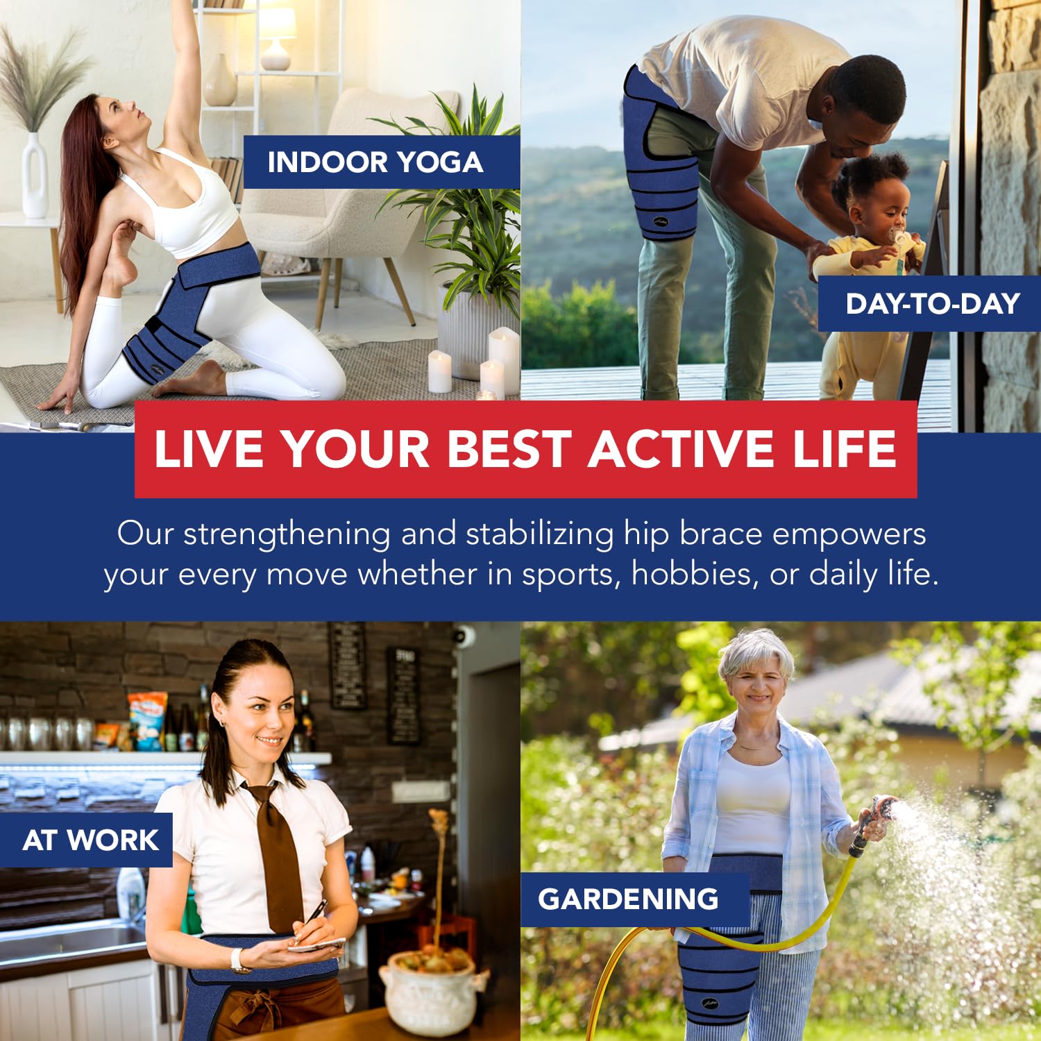 Detalle de Doctor Developed Stabilizing Hip Brace for Women & Men – Right Leg, Sm Navy