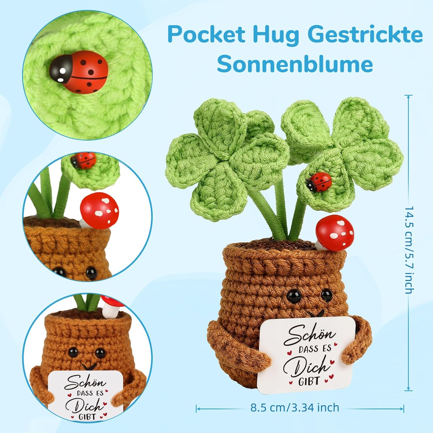 Thumbnail 1 de WenmthG Dankeschön Kleeblatt Pocket Hug
