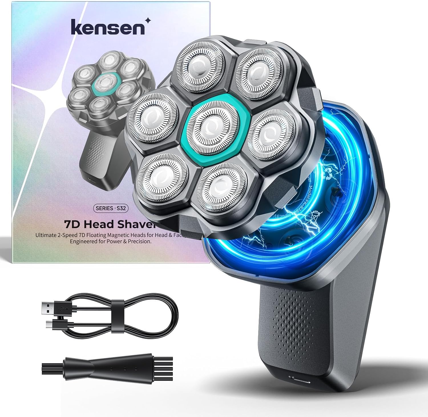 Detalle de KENSEN Head Shavers for Bald Men: 2-Speed Adjustable 7D Waterproof Electric Razor