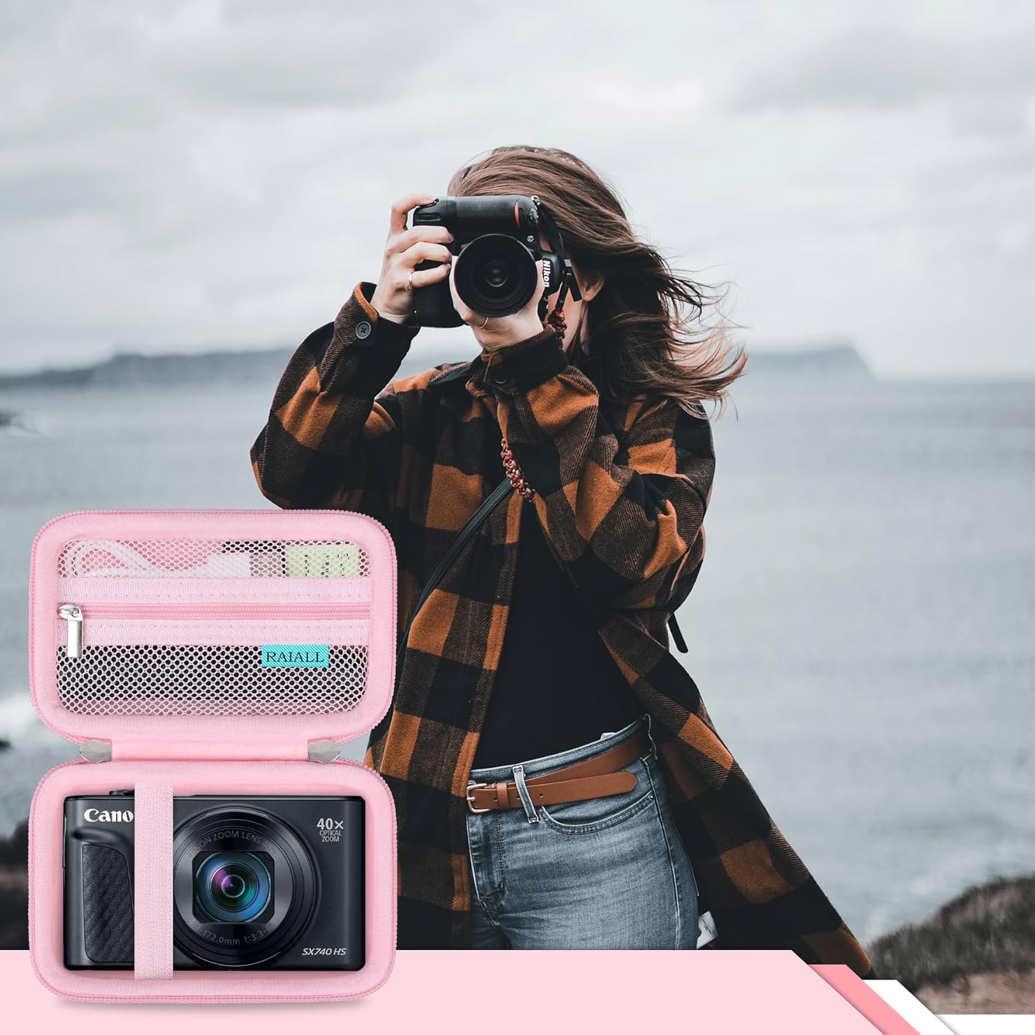 Thumbnail 6 de RAIALL Camera Case for Canon PowerShot SX740 / SX730 / SX720 / SX610 HS – Hard Shell, Pink