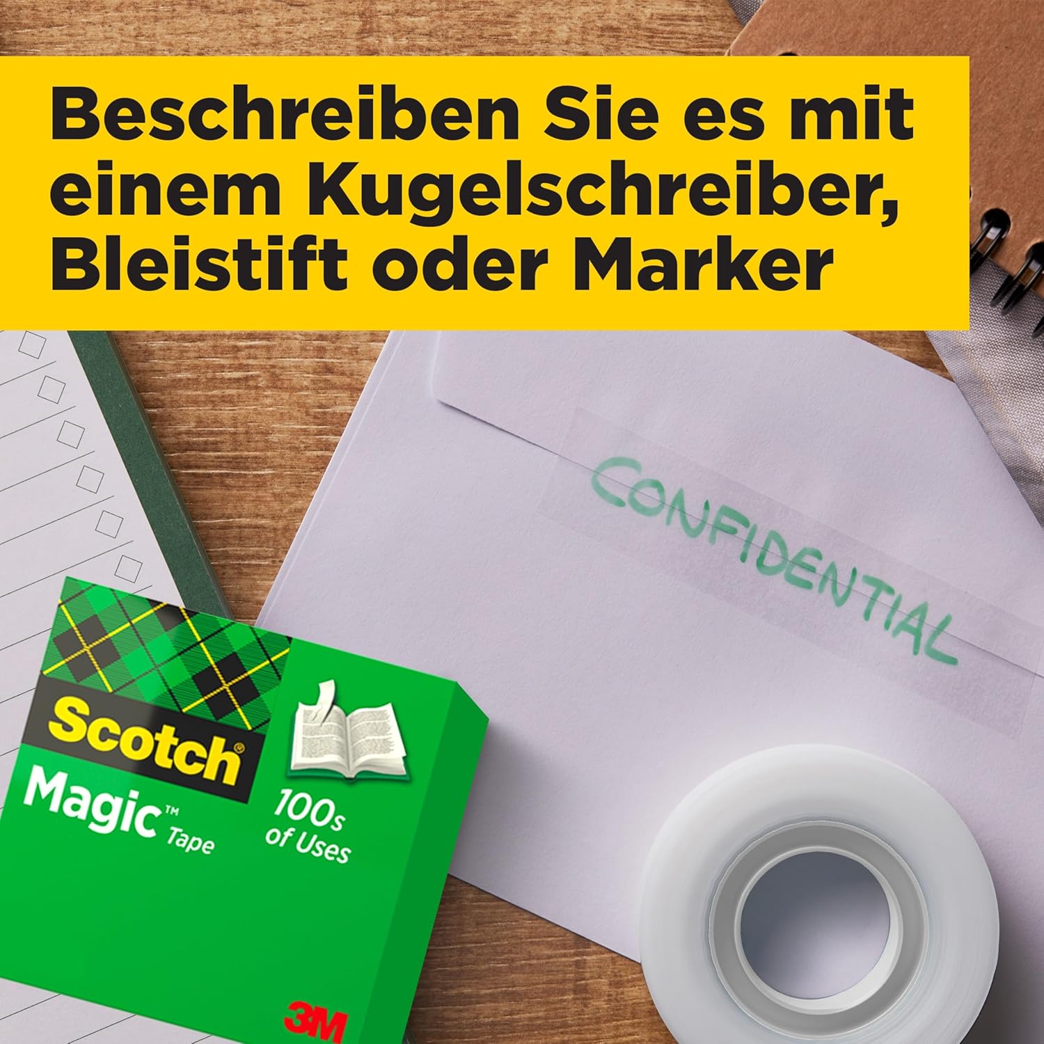 Detalle de Scotch Magic Tape Vorteilspack mit 8 Rollen – unsichtbares Klebeband (19 mm x 33 m) für Papier & Dokumente