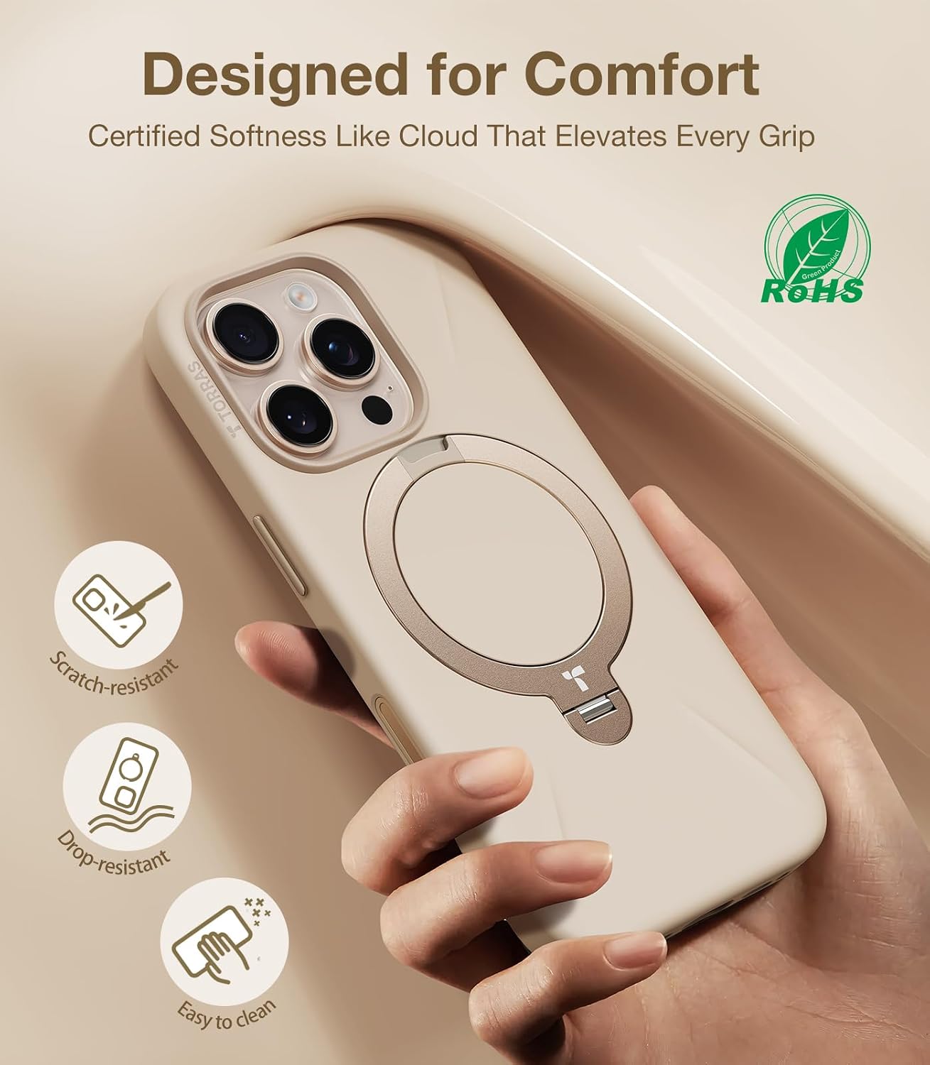 Detalle 2 de TORRAS Ostand Q3 Silicone Case for iPhone 16 Pro Max 6.9