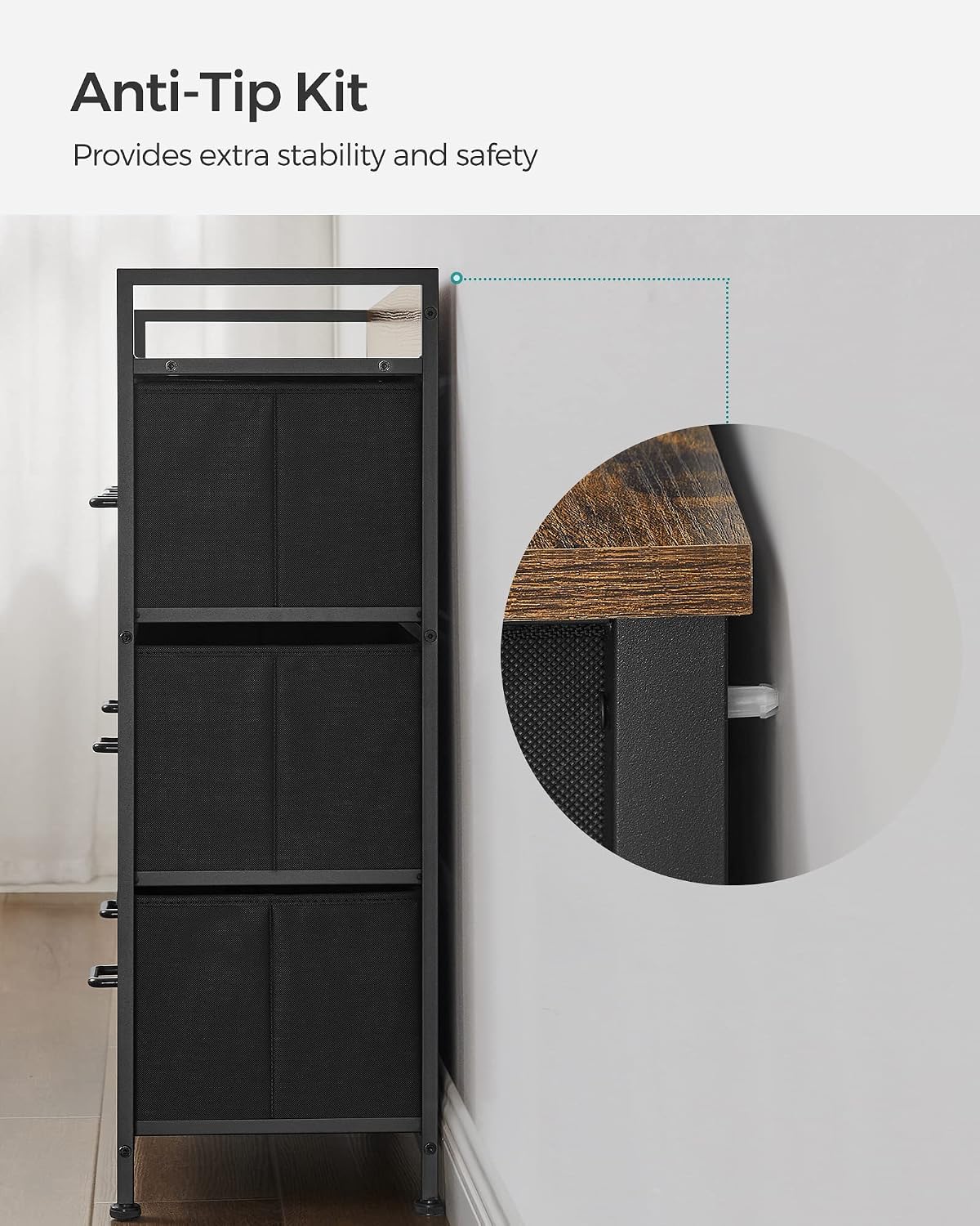 Detalle 2 de SONGMICS LTS137B01 Chest of Drawers, 7 Fabric Drawers, Steel Frame