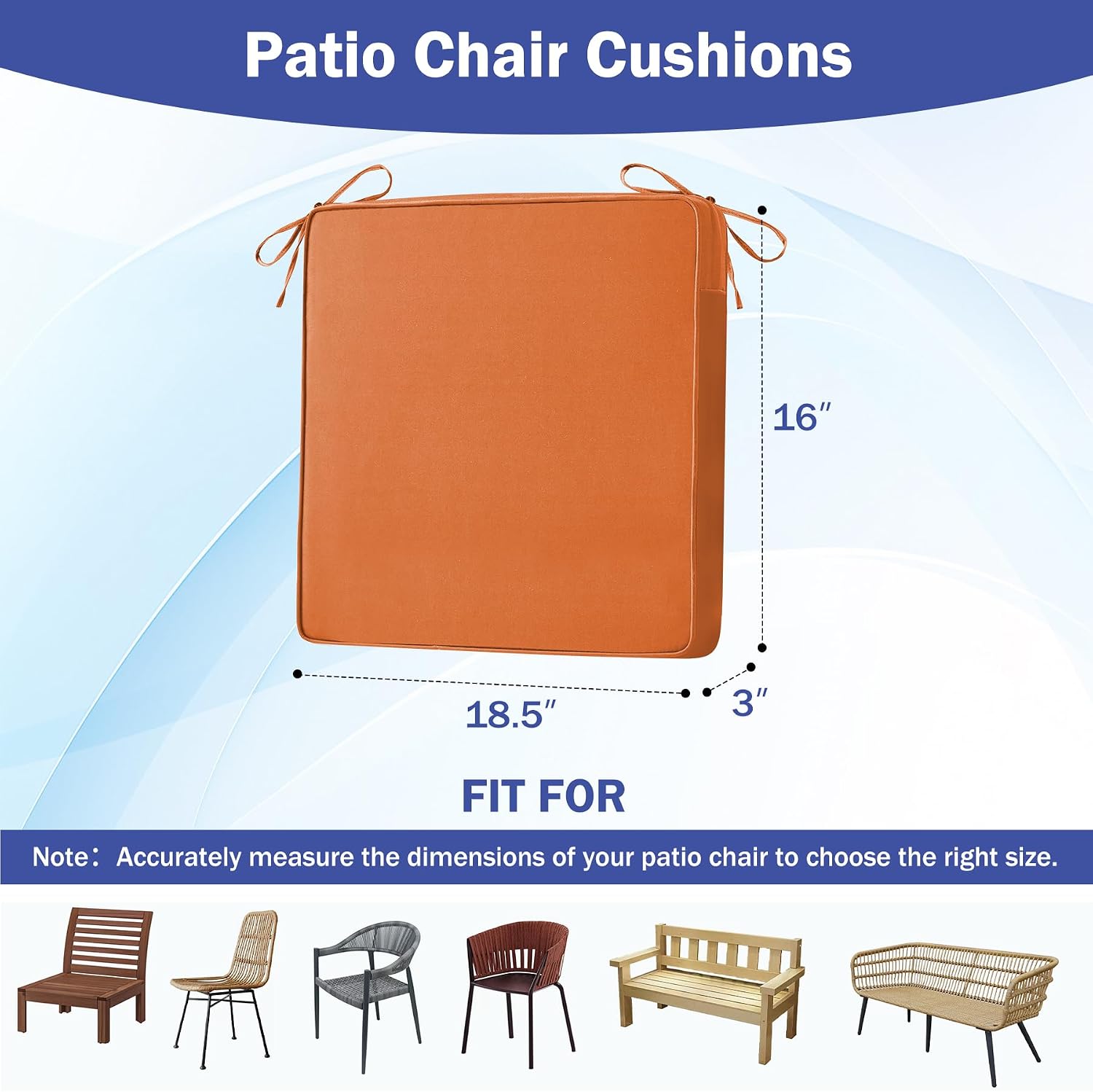 Detalle 2 de IASEAHK Patio Chair Cushions, 18.5 x 16 x 3 in