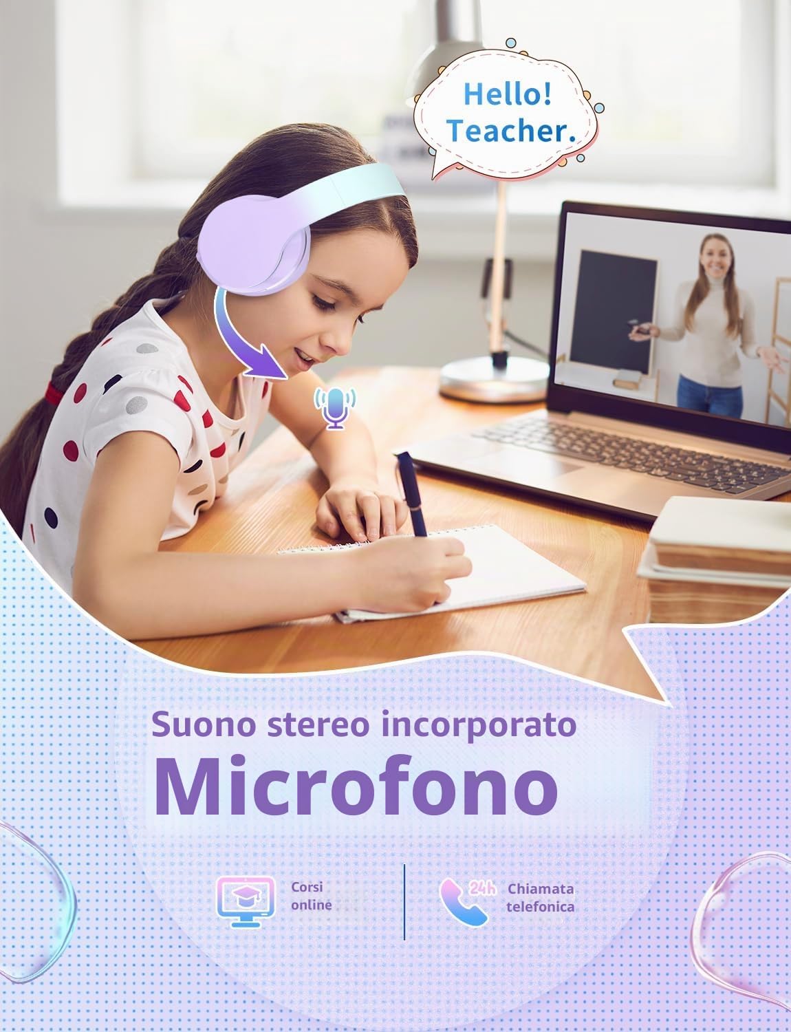 Thumbnail 3 de Xunpuls Cuffie Bluetooth per bambini: over‑ear, comode, pieghevoli e versatili