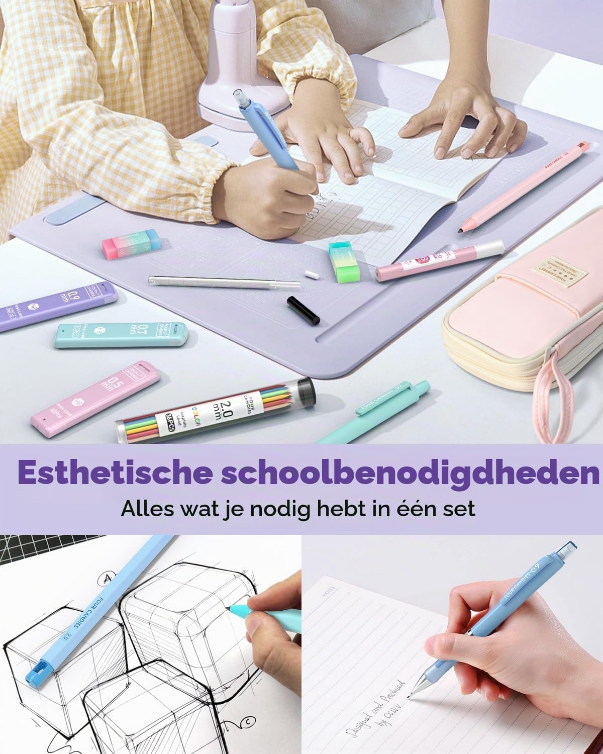 Thumbnail 6 de Four Candies FC-ZDQB-TZ-FE mechanische potlodenset met etui en 4 puntdiktes