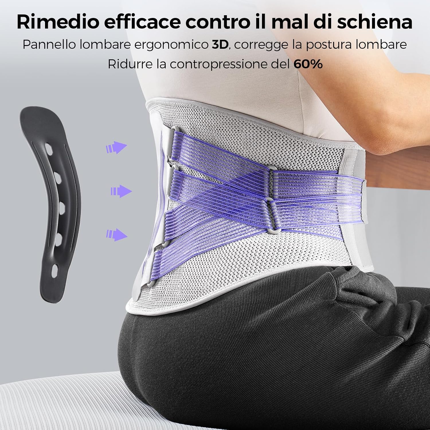 Detalle de FREETOO Fascia Lombare Posturale: busto lombare 3D con stecche per donna, traspirante e regolabile