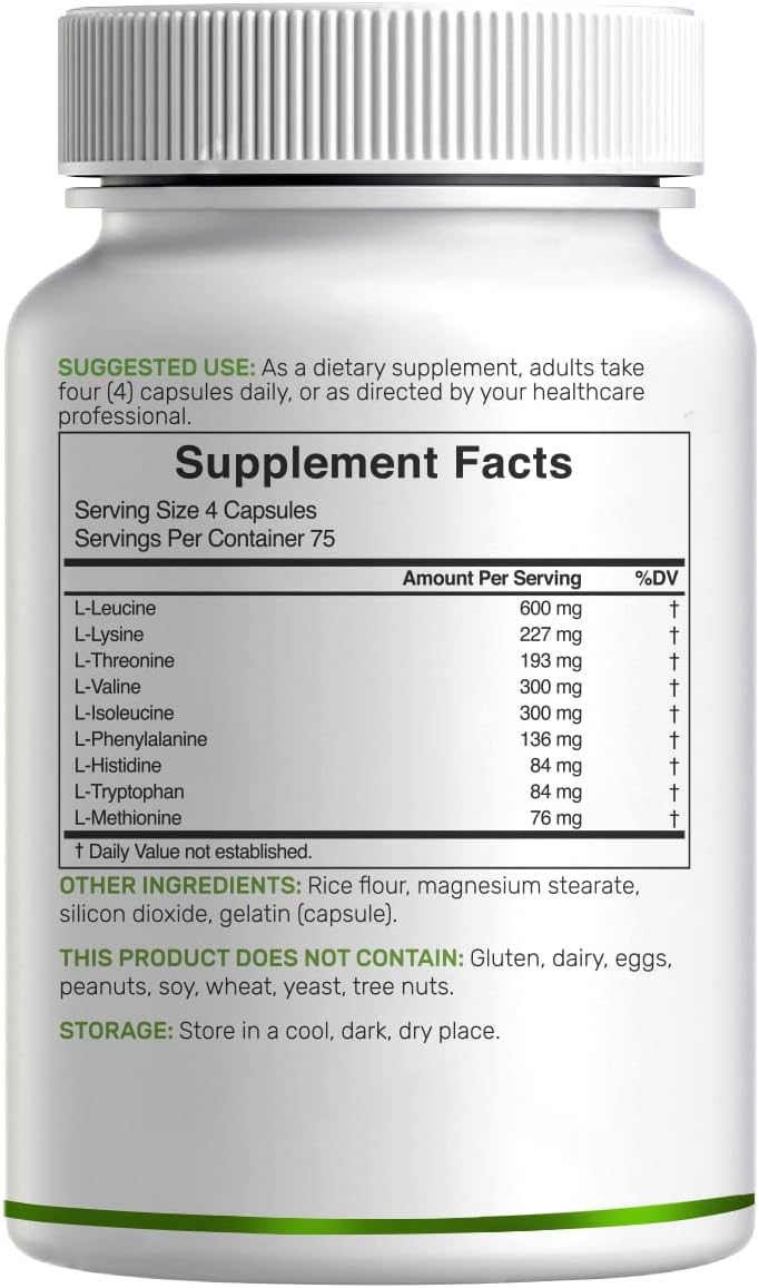 Detalle de Essential Amino Acid Capsules, 300 Capsules