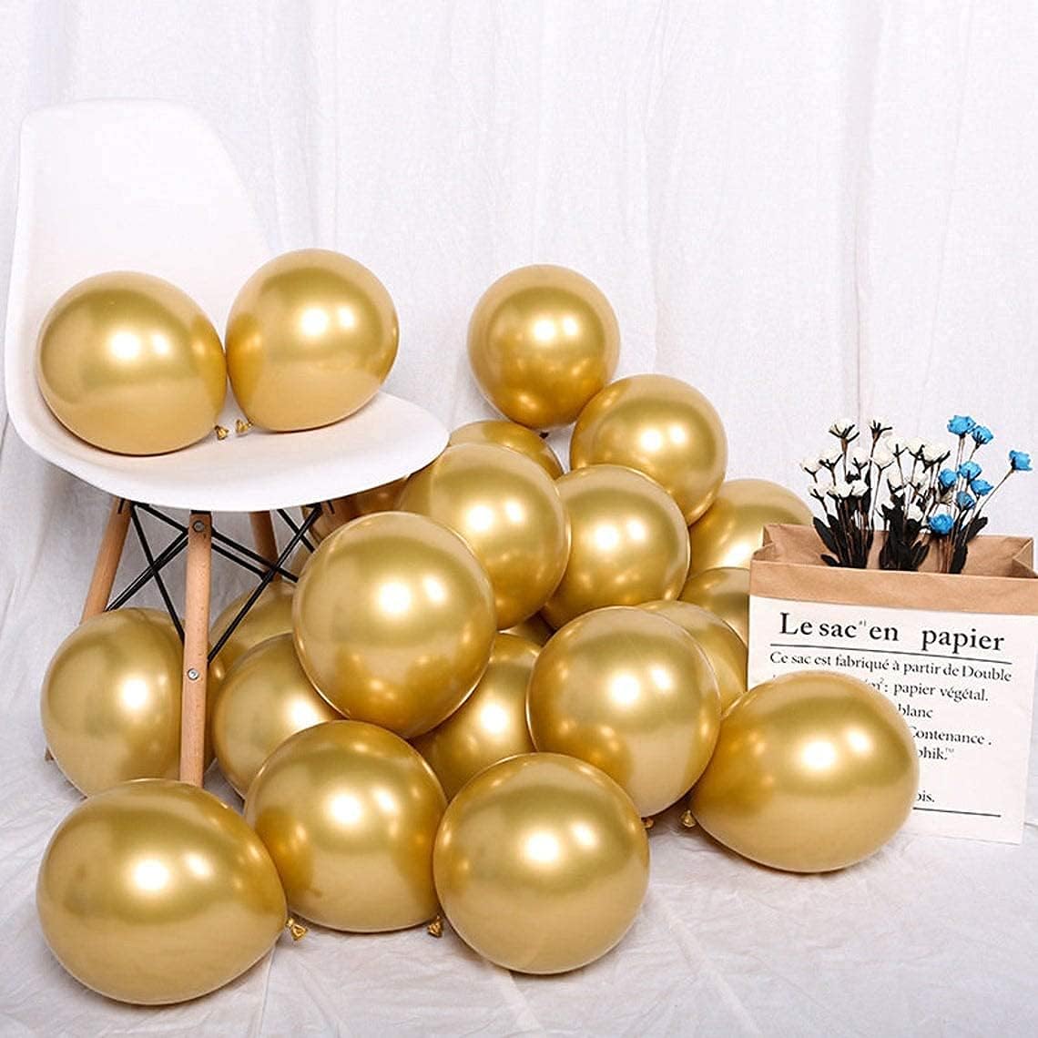 Thumbnail 2 de Gold latex party balloons 100 pack, 12 inch