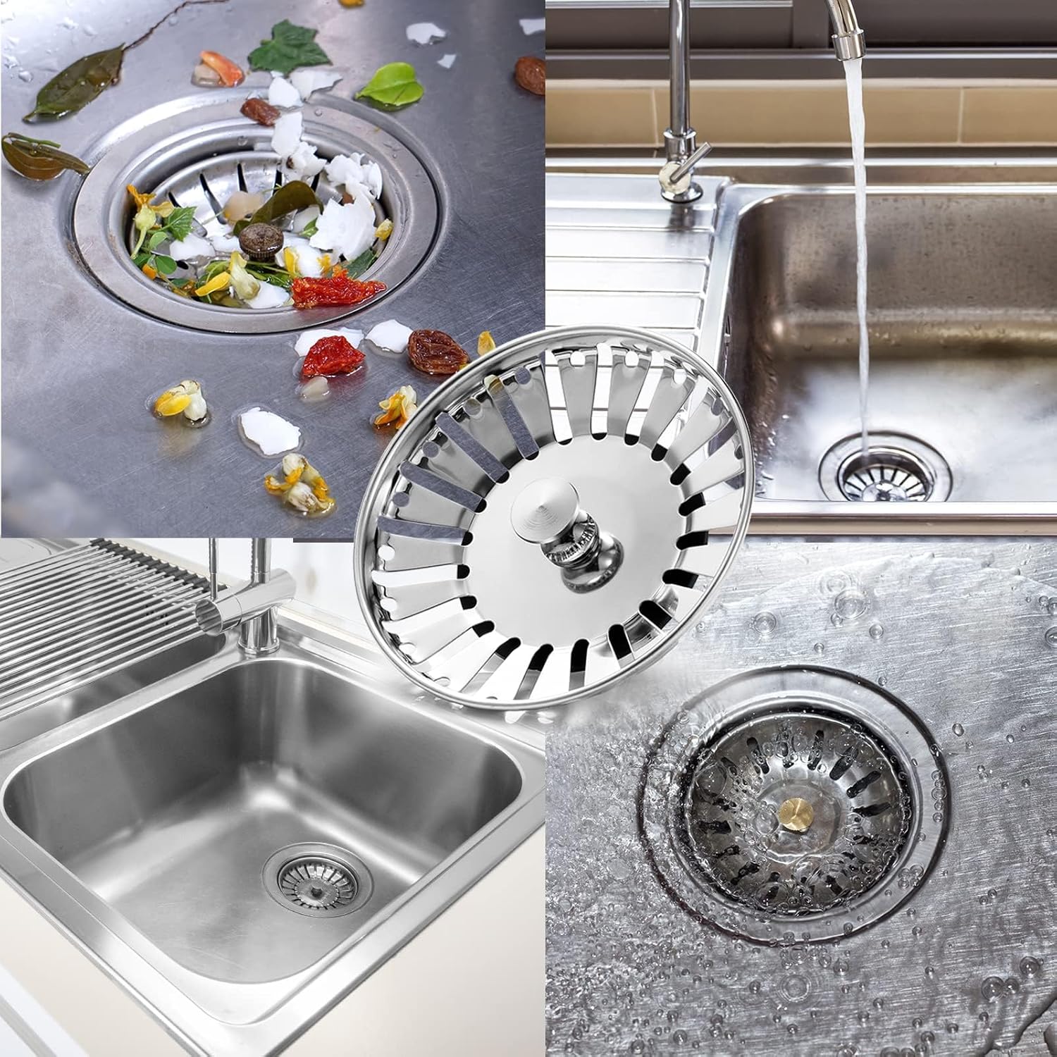 Detalle de Stainless Steel Kitchen Sink Bowl Strainer and Plug – 84mm