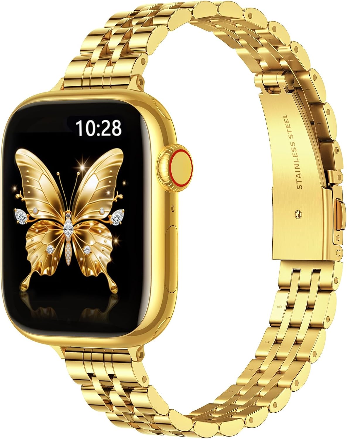 Detalle de GEARYOU Slim Stainless Steel Apple Watch Strap 40/41/38/42mm — Gold