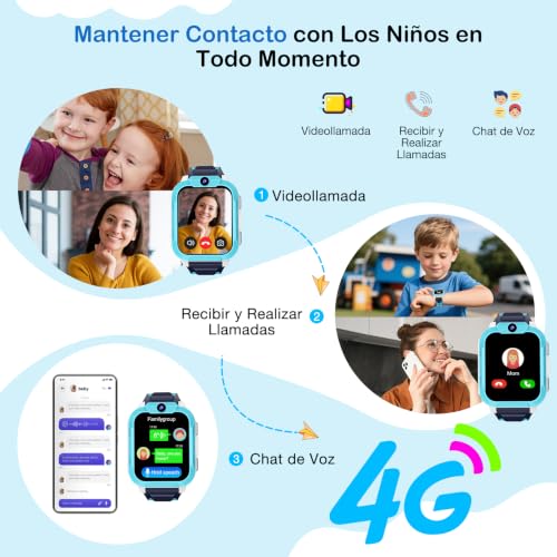 Detalle de Baolubao Reloj Inteligente Niño 4G: videollamadas, GPS y seguridad en la muñeca