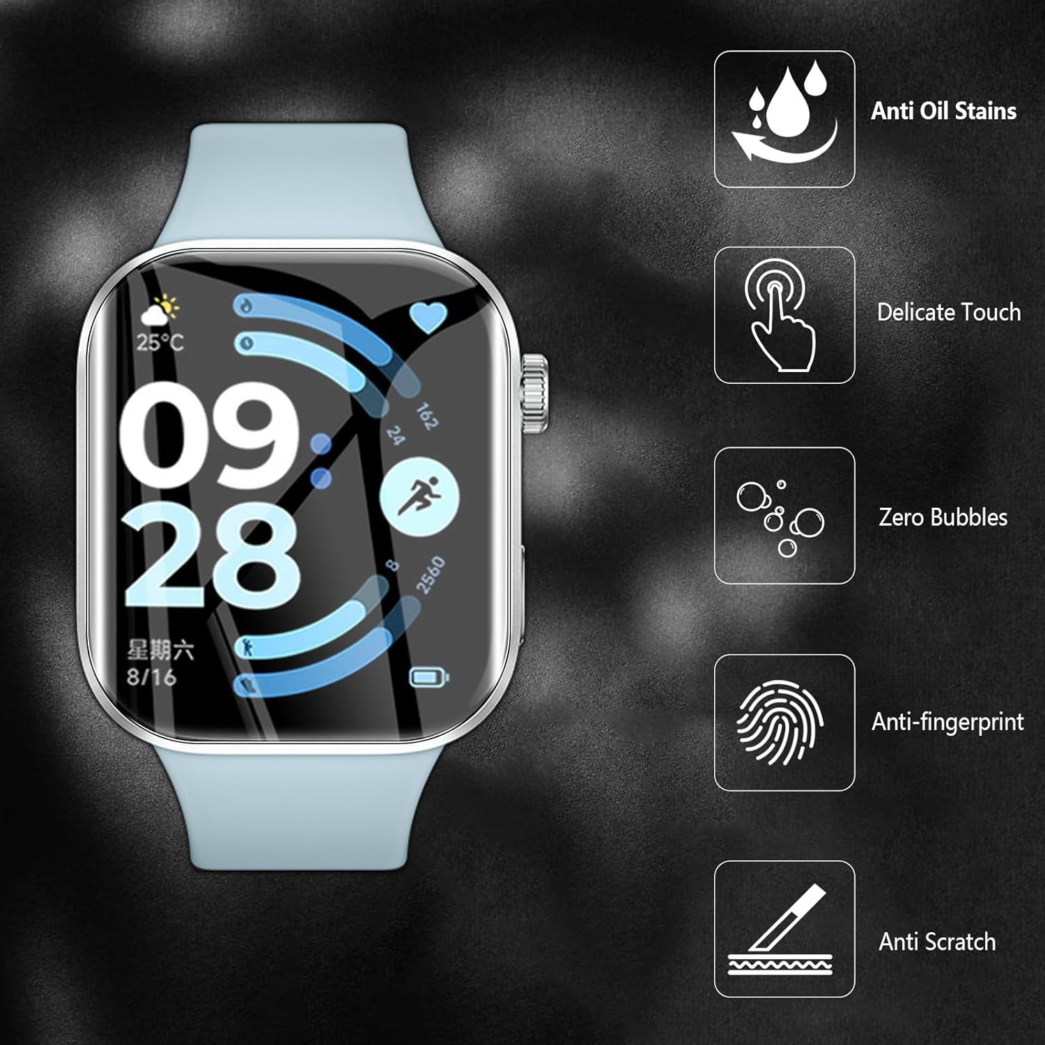 Thumbnail 1 de WFTE Screen Protector for Xiaomi Redmi Watch 6 (4-Pack) – Flexible TPU, Full Coverage