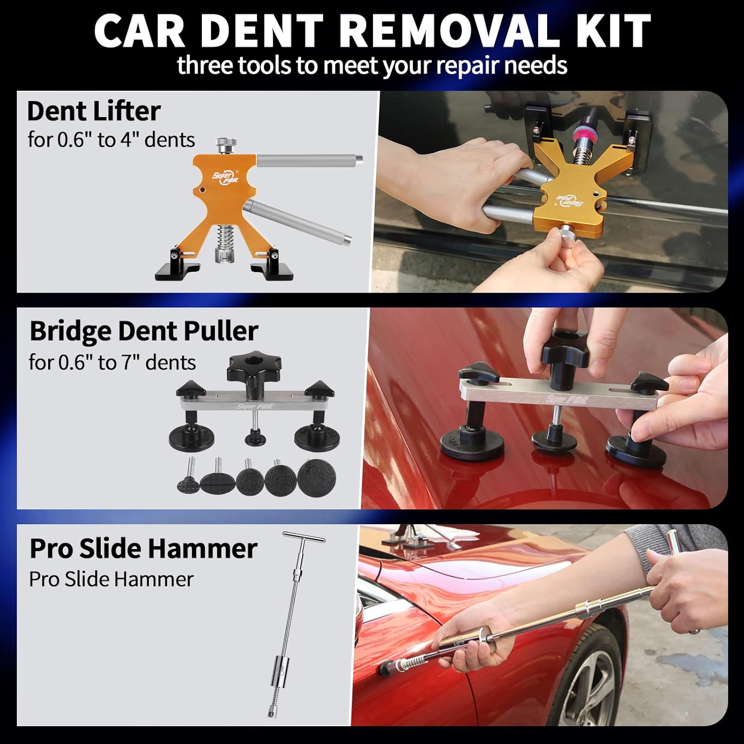 Detalle 2 de Super PDR Super PDR Paintless Dent Repair Kit (148PCS) with LED Board